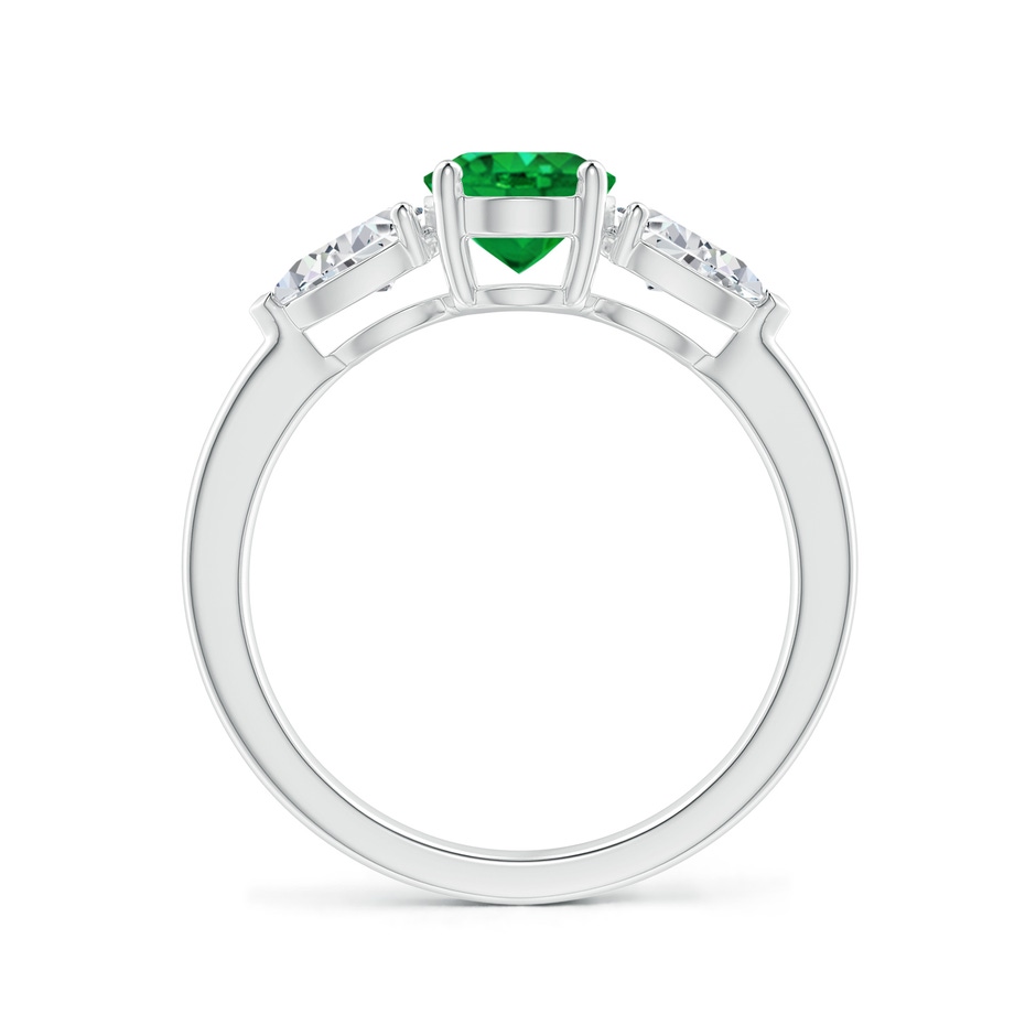 8x6mm AAA Oval Emerald Three Stone Ring with Pear Diamonds in White Gold side-1