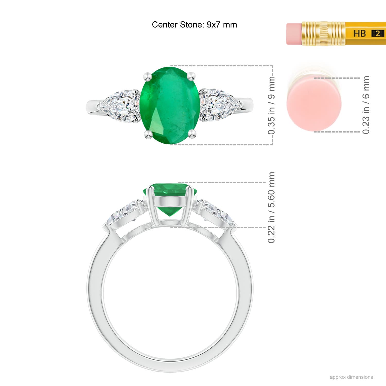 A - Emerald / 2.3 CT / 14 KT White Gold