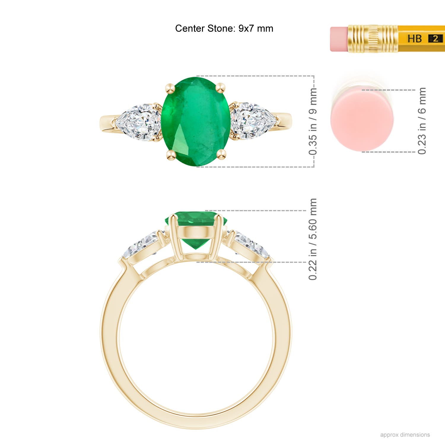 A - Emerald / 2.3 CT / 14 KT Yellow Gold