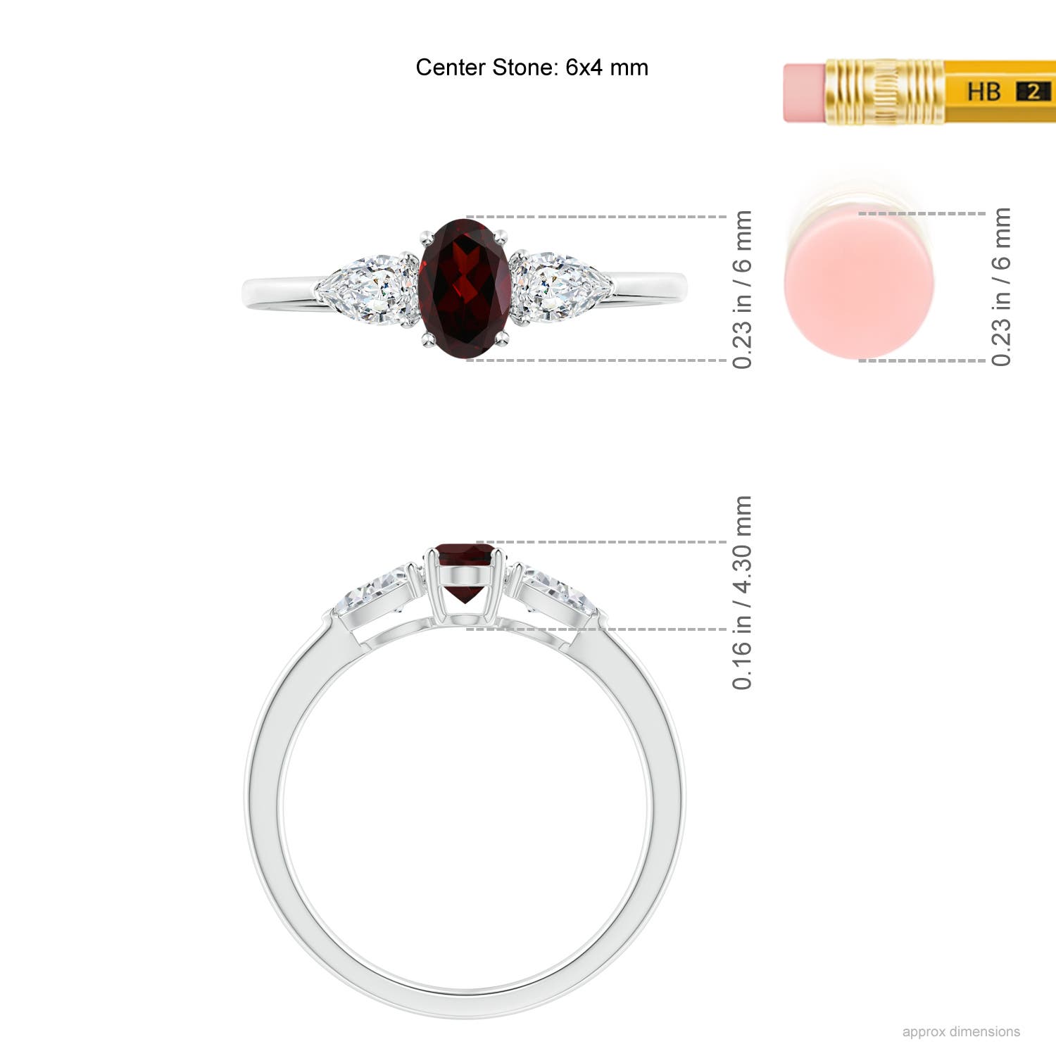 A - Garnet / 0.95 CT / 14 KT White Gold