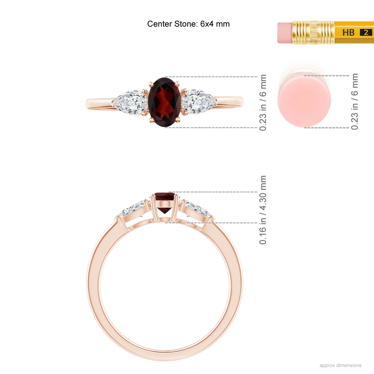 AA - Garnet / 0.95 CT / 14 KT Rose Gold