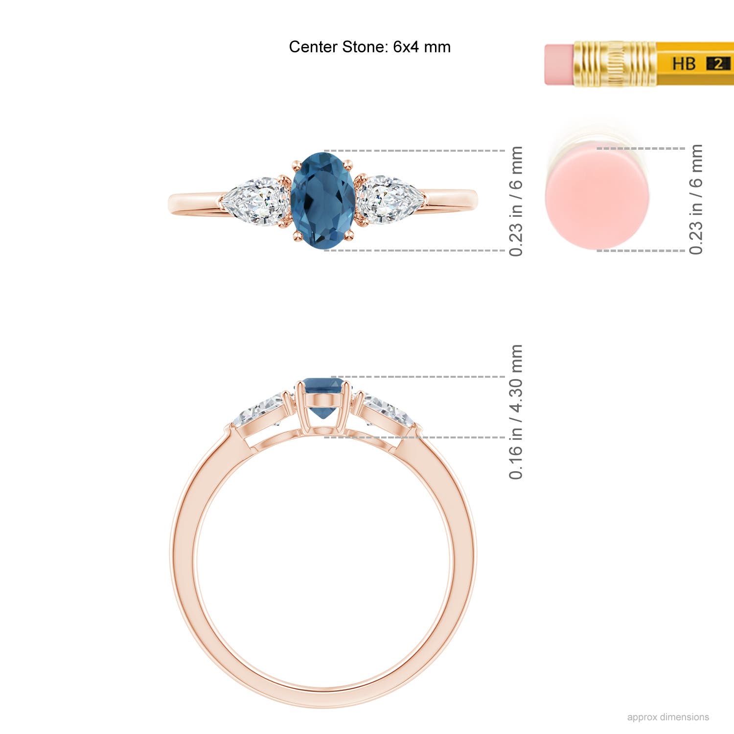 A - London Blue Topaz / 0.94 CT / 14 KT Rose Gold