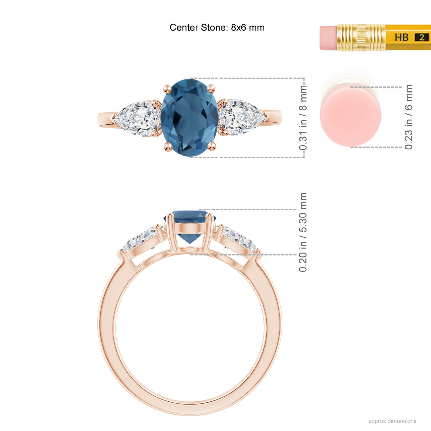 A - London Blue Topaz / 2.3 CT / 14 KT Rose Gold