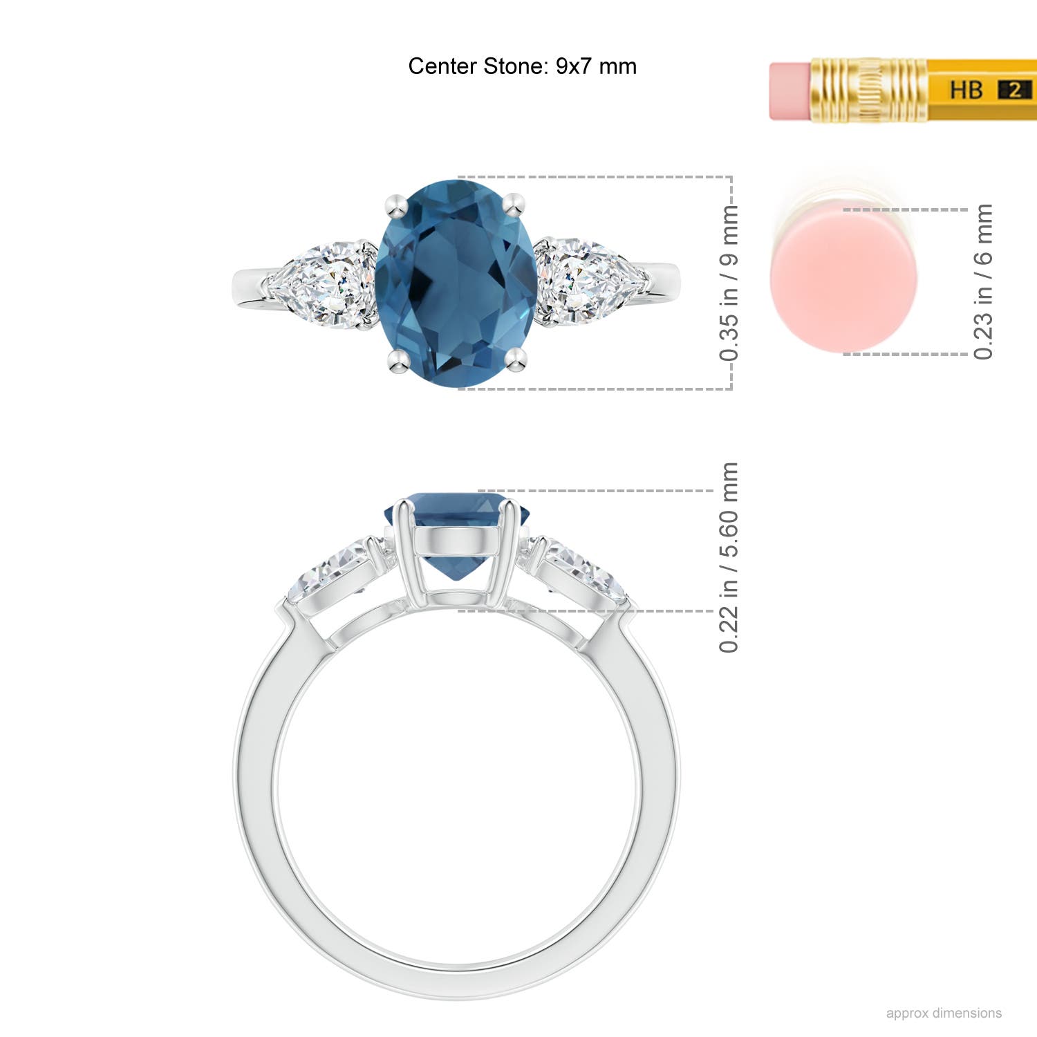 A - London Blue Topaz / 3.05 CT / 14 KT White Gold