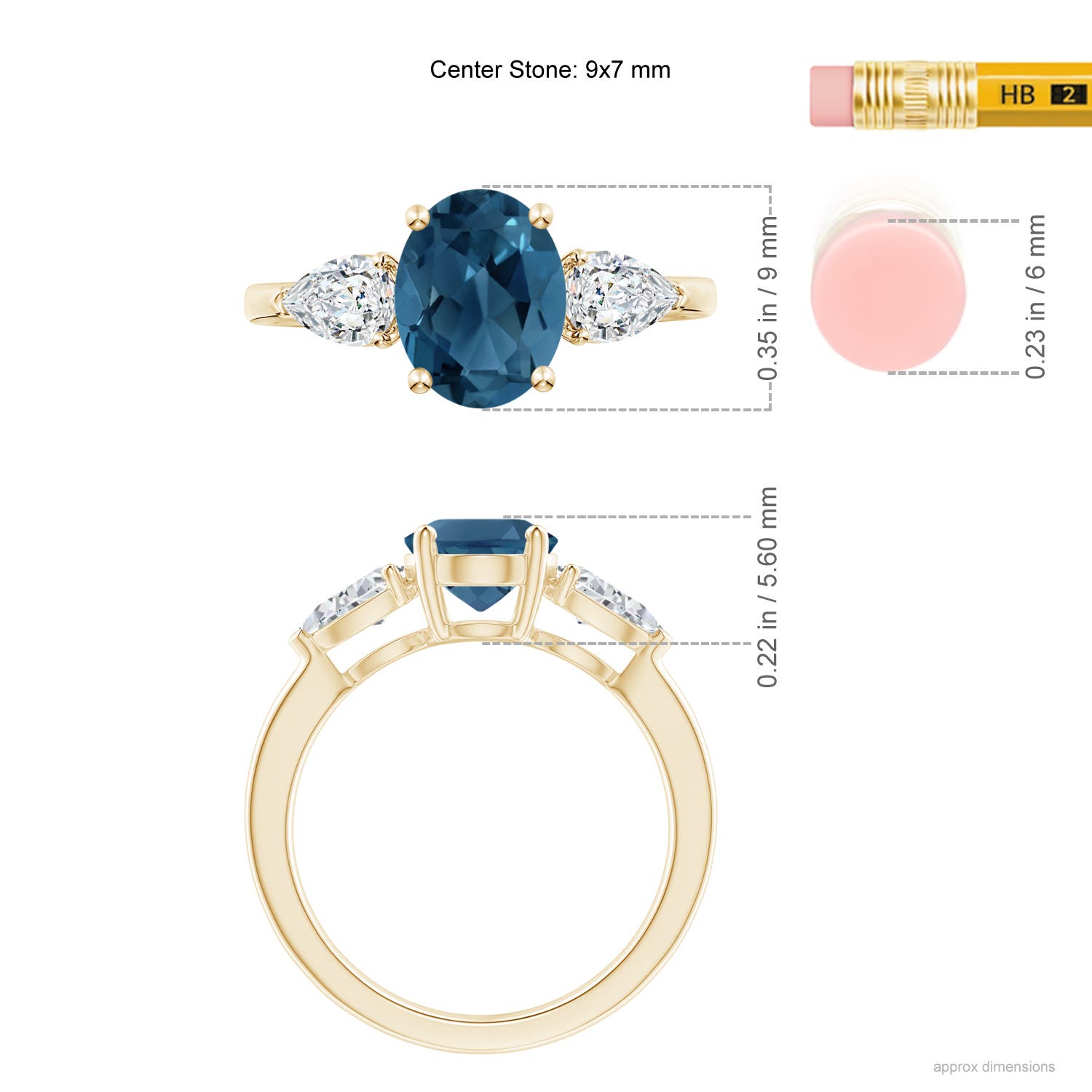 AA - London Blue Topaz / 3.05 CT / 14 KT Yellow Gold