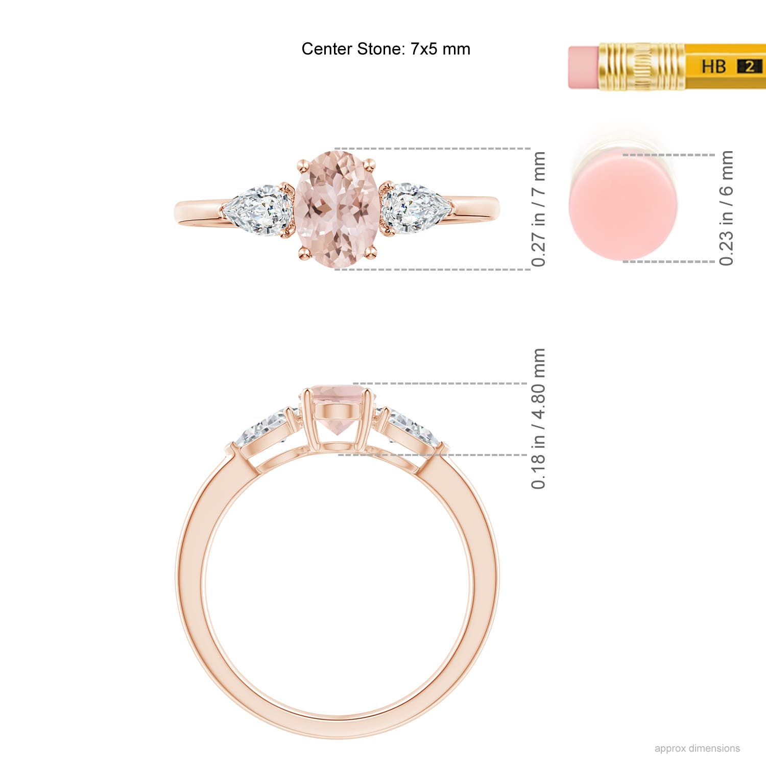 AAA - Morganite / 1.1 CT / 14 KT Rose Gold