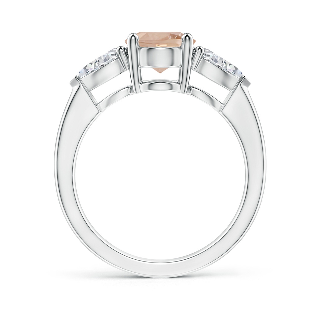 9.01x7.04x4.21mm AA GIA Certified Oval Morganite Three Stone Ring with Pear Diamonds in White Gold Side 199