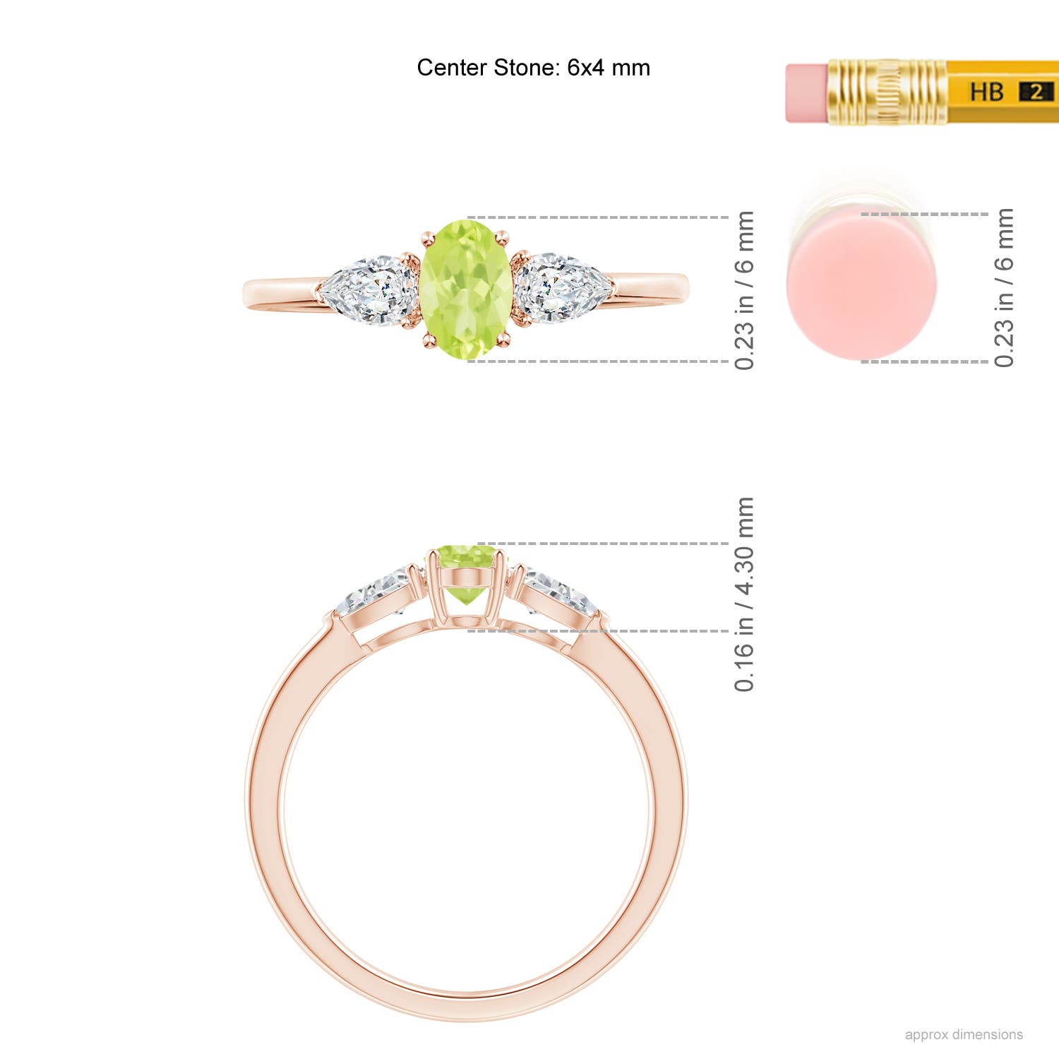 A - Peridot / 0.88 CT / 14 KT Rose Gold