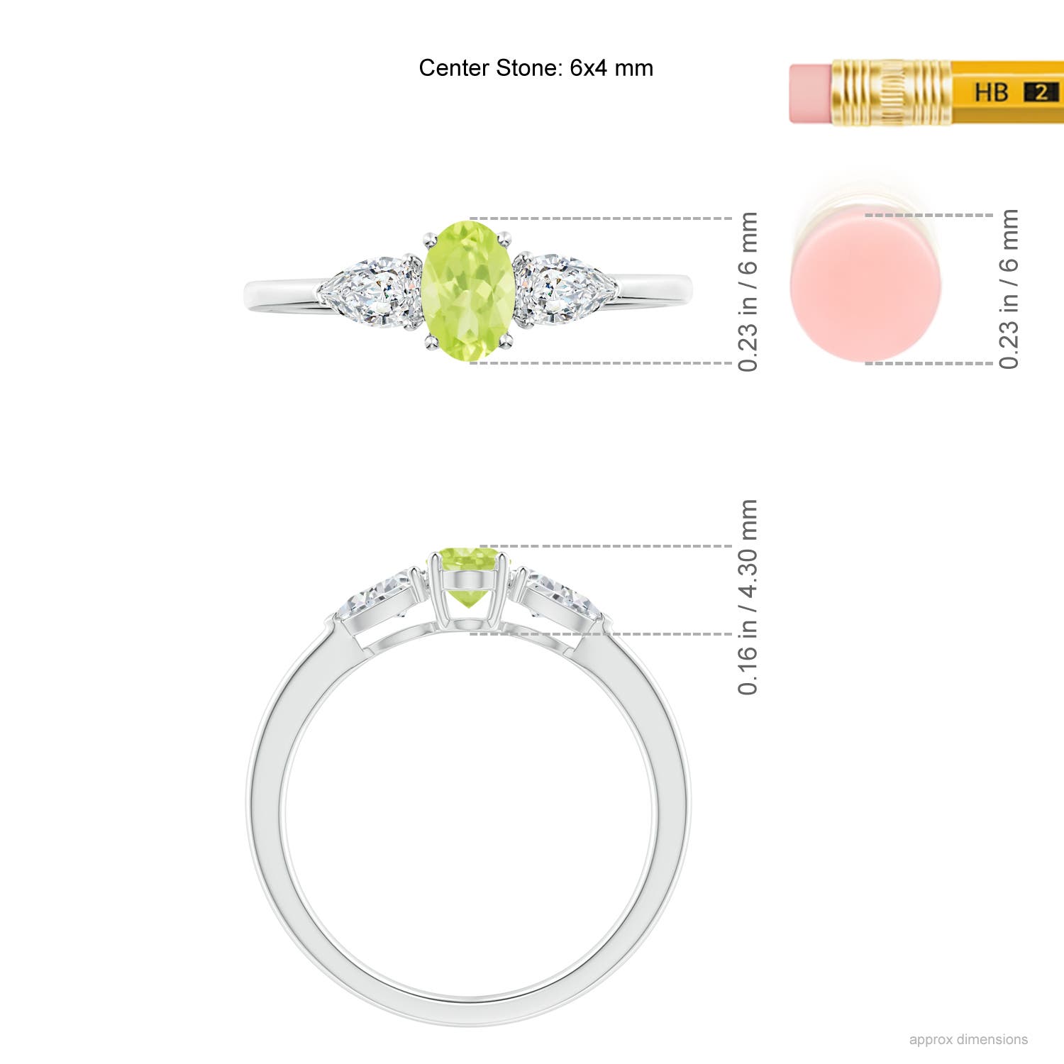 A - Peridot / 0.88 CT / 14 KT White Gold