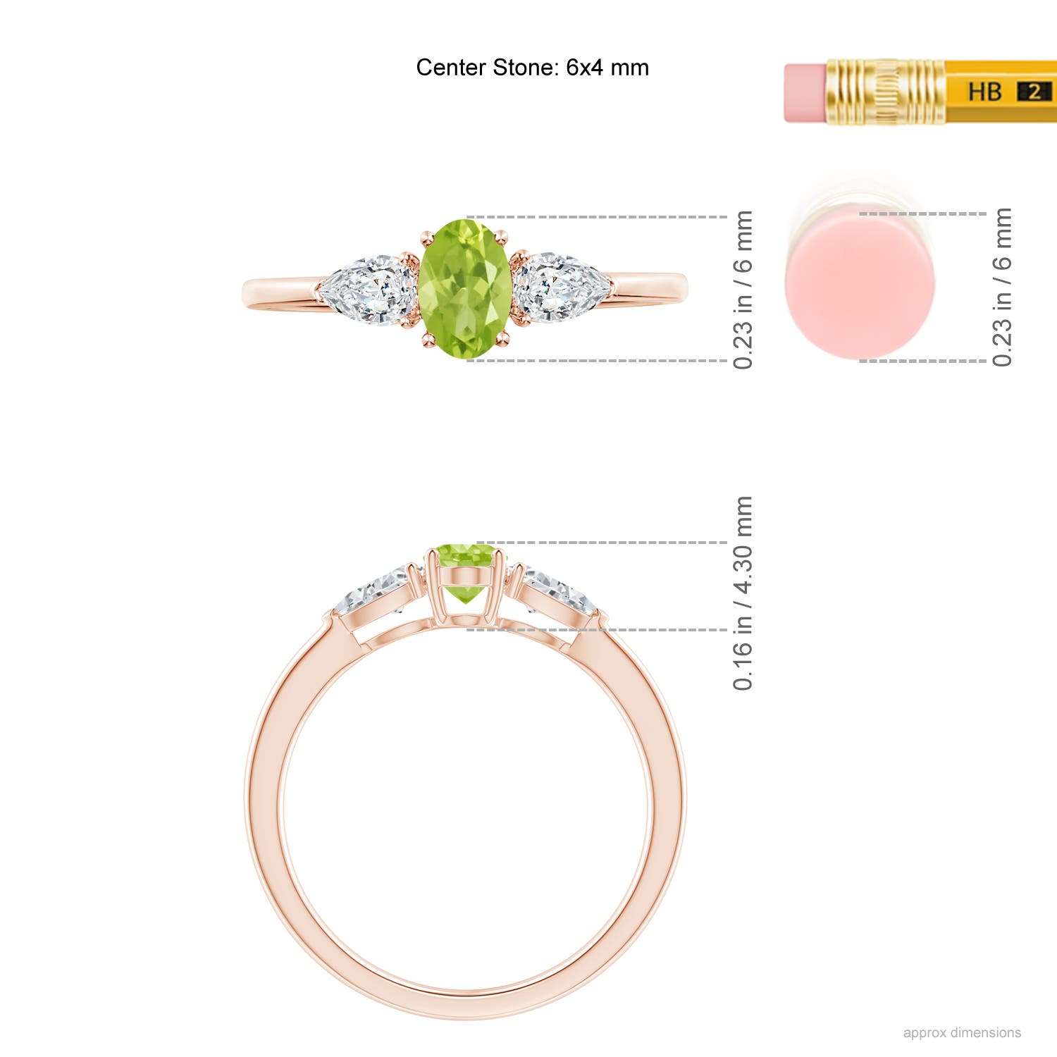 AA - Peridot / 0.88 CT / 14 KT Rose Gold