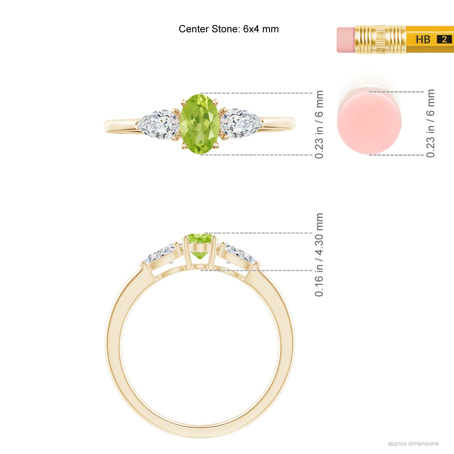 AA - Peridot / 0.88 CT / 14 KT Yellow Gold