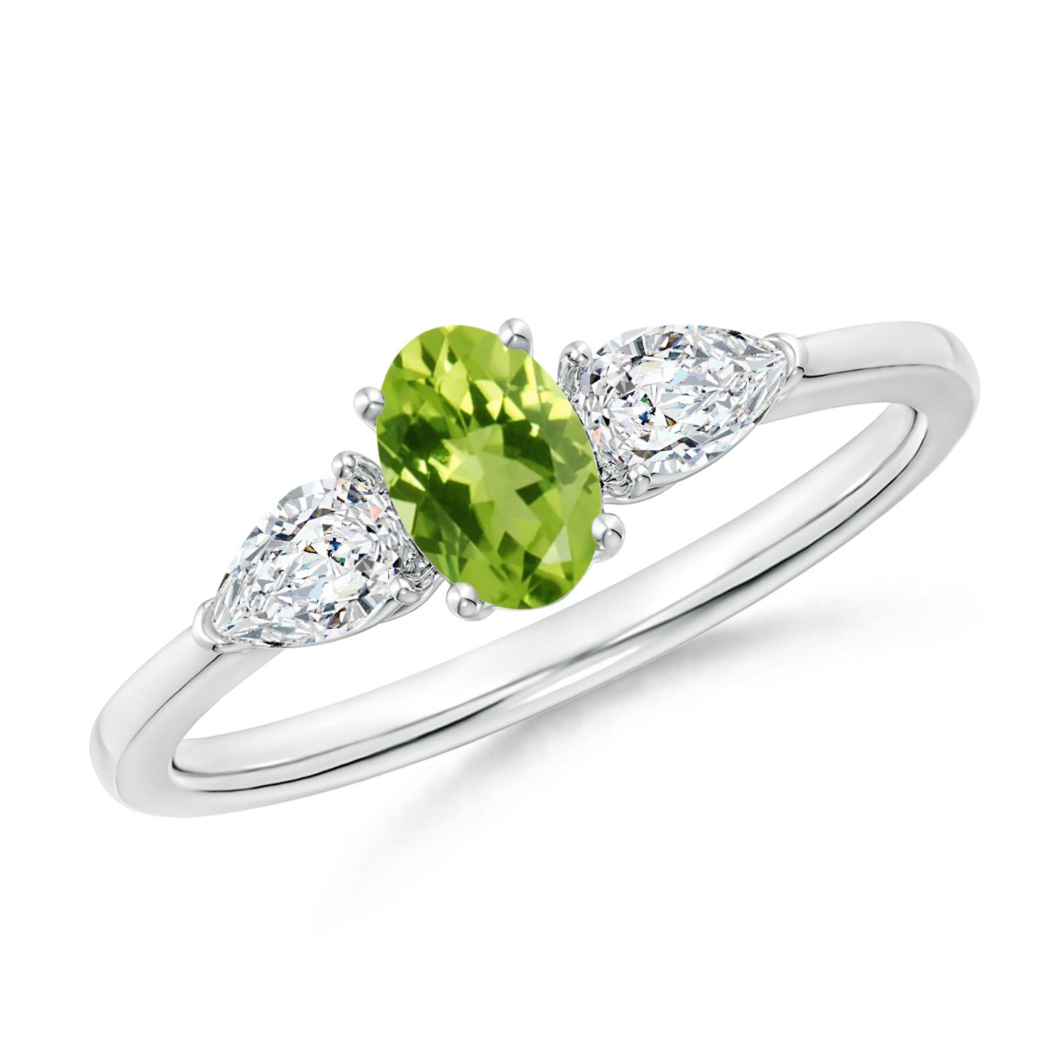 AAA - Peridot / 0.88 CT / 14 KT White Gold