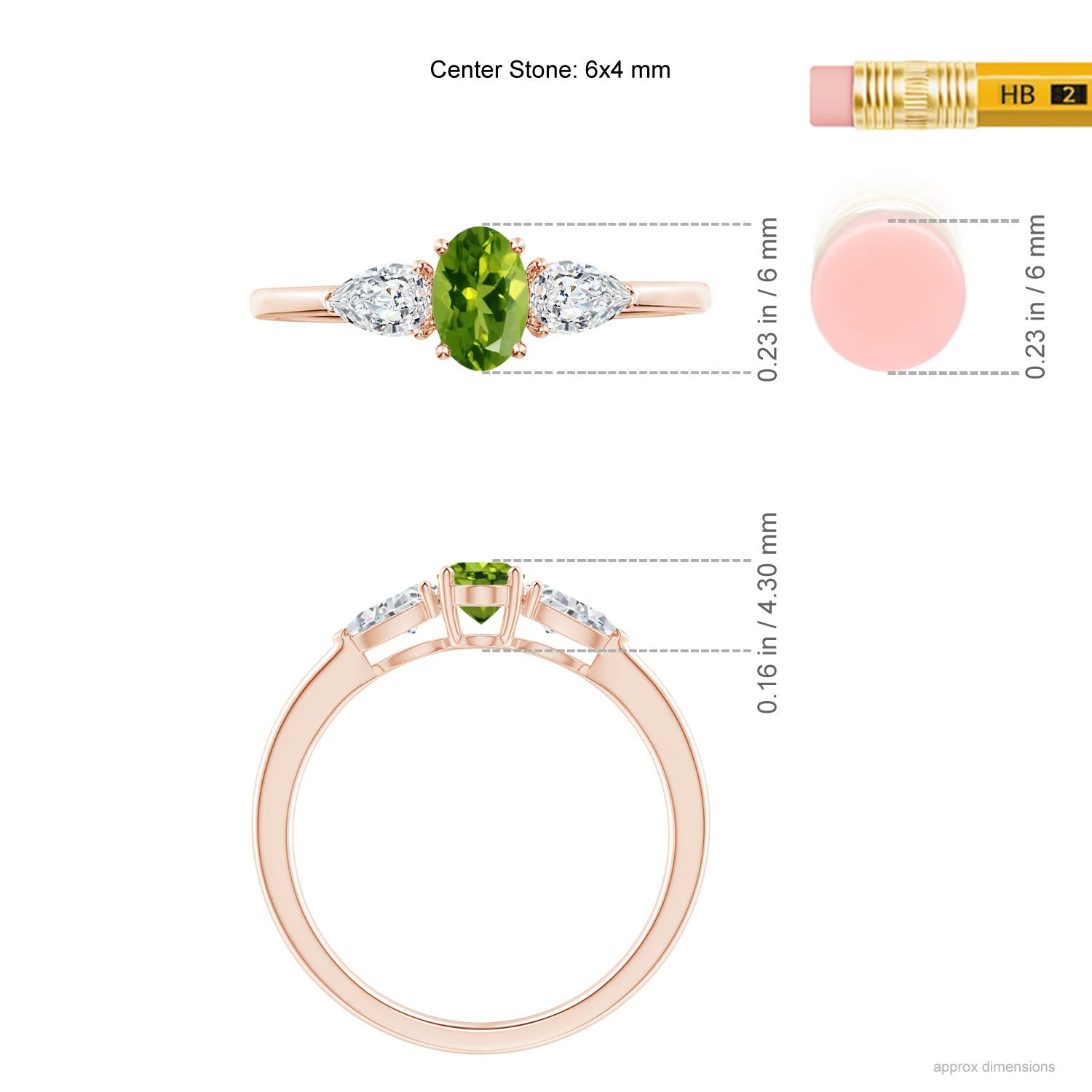 AAAA - Peridot / 0.88 CT / 14 KT Rose Gold