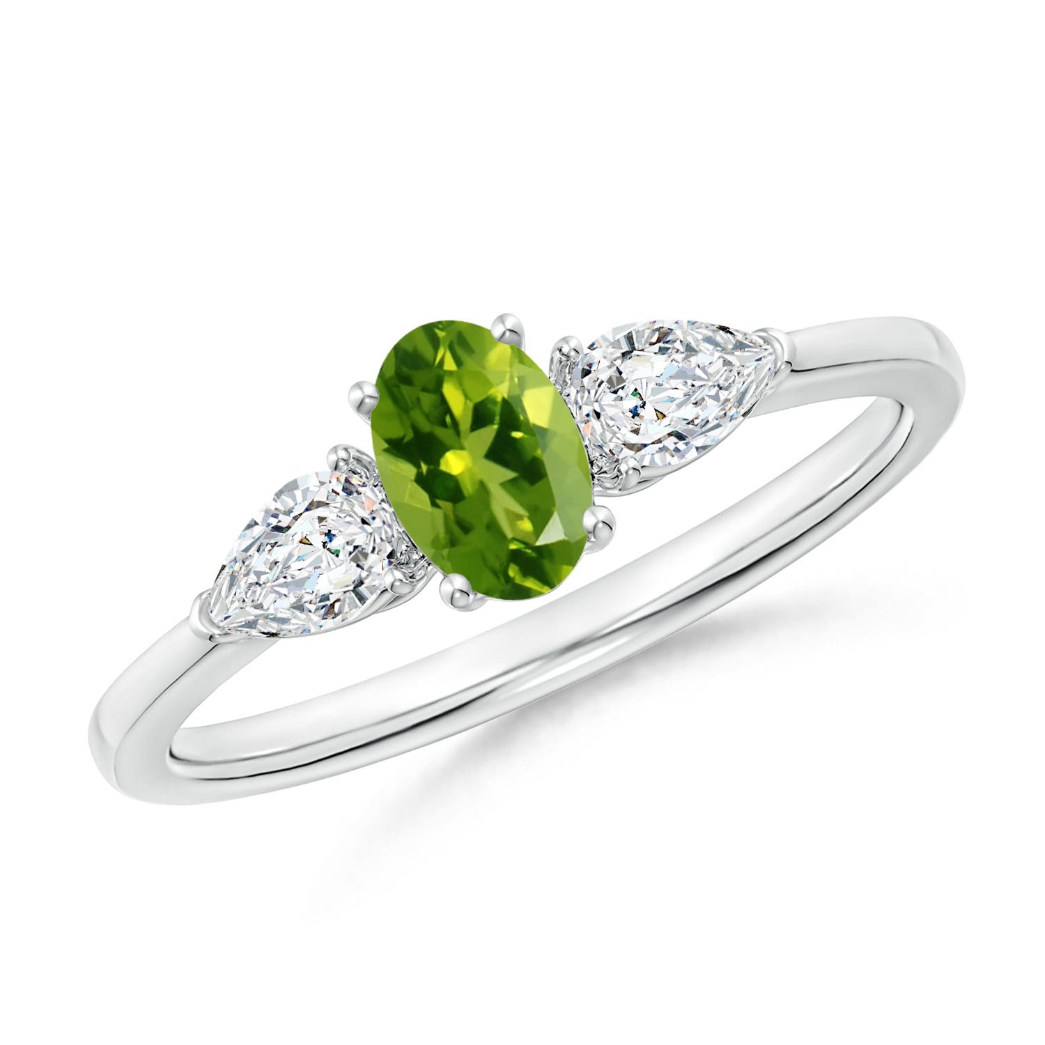 AAAA - Peridot / 0.88 CT / 14 KT White Gold