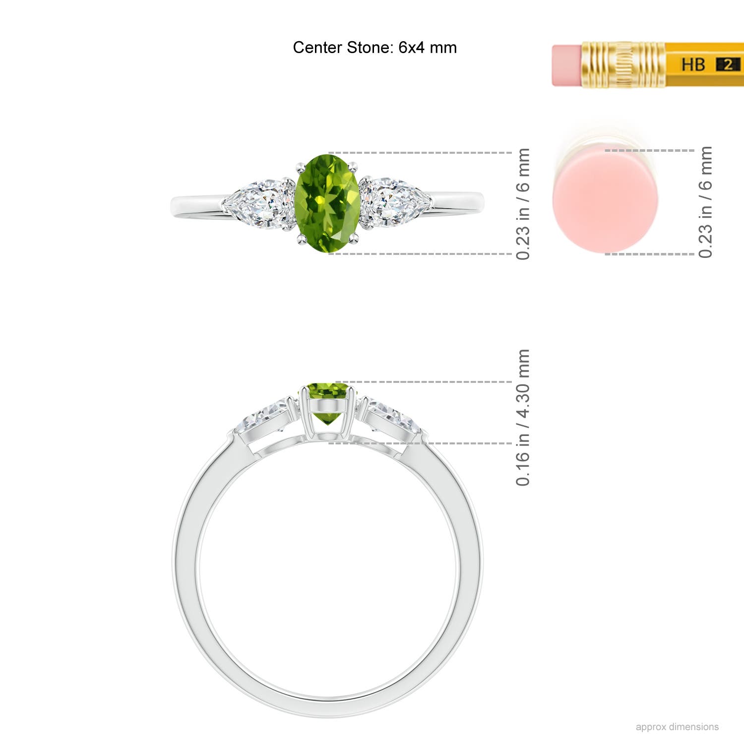 AAAA - Peridot / 0.88 CT / 14 KT White Gold