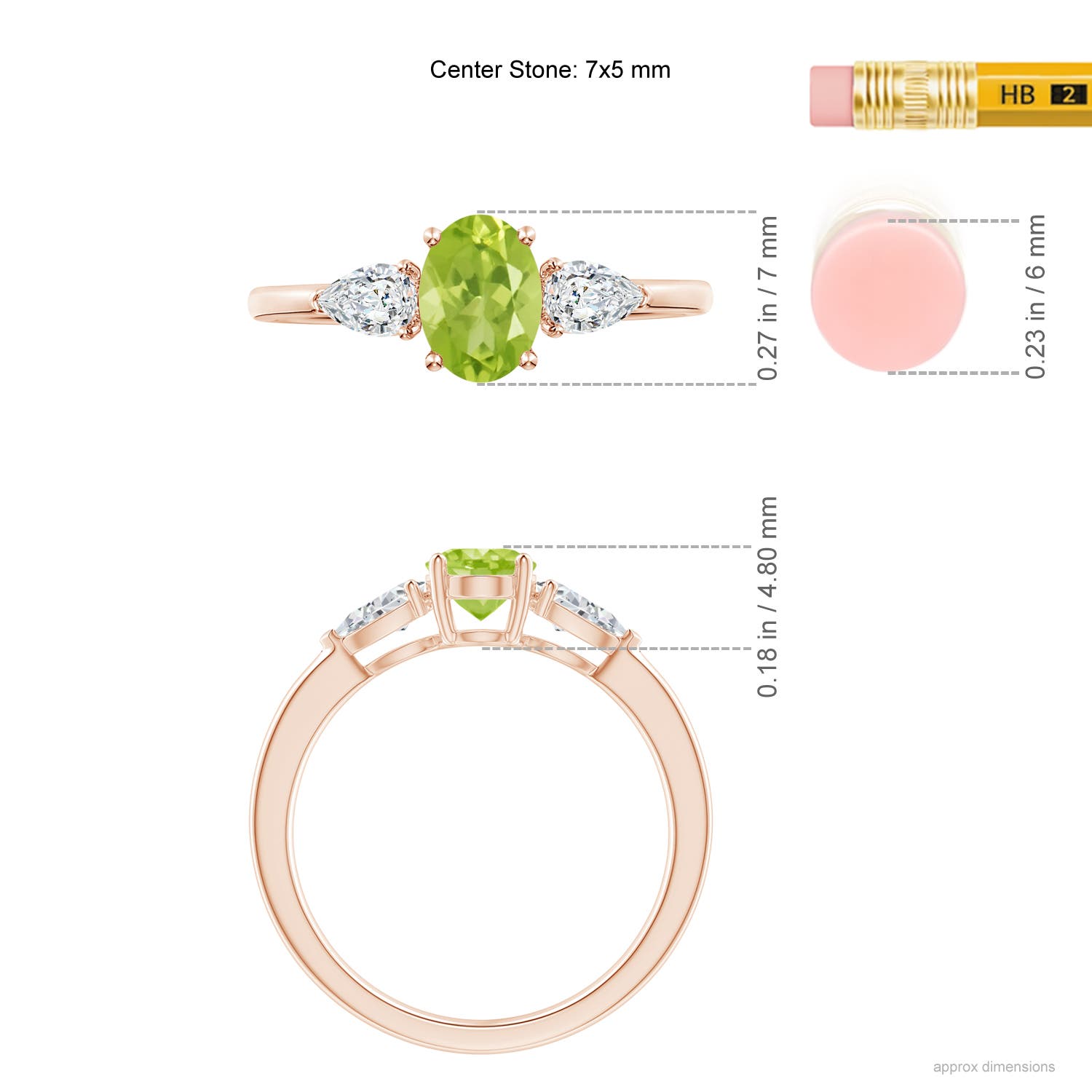 AA - Peridot / 1.25 CT / 14 KT Rose Gold