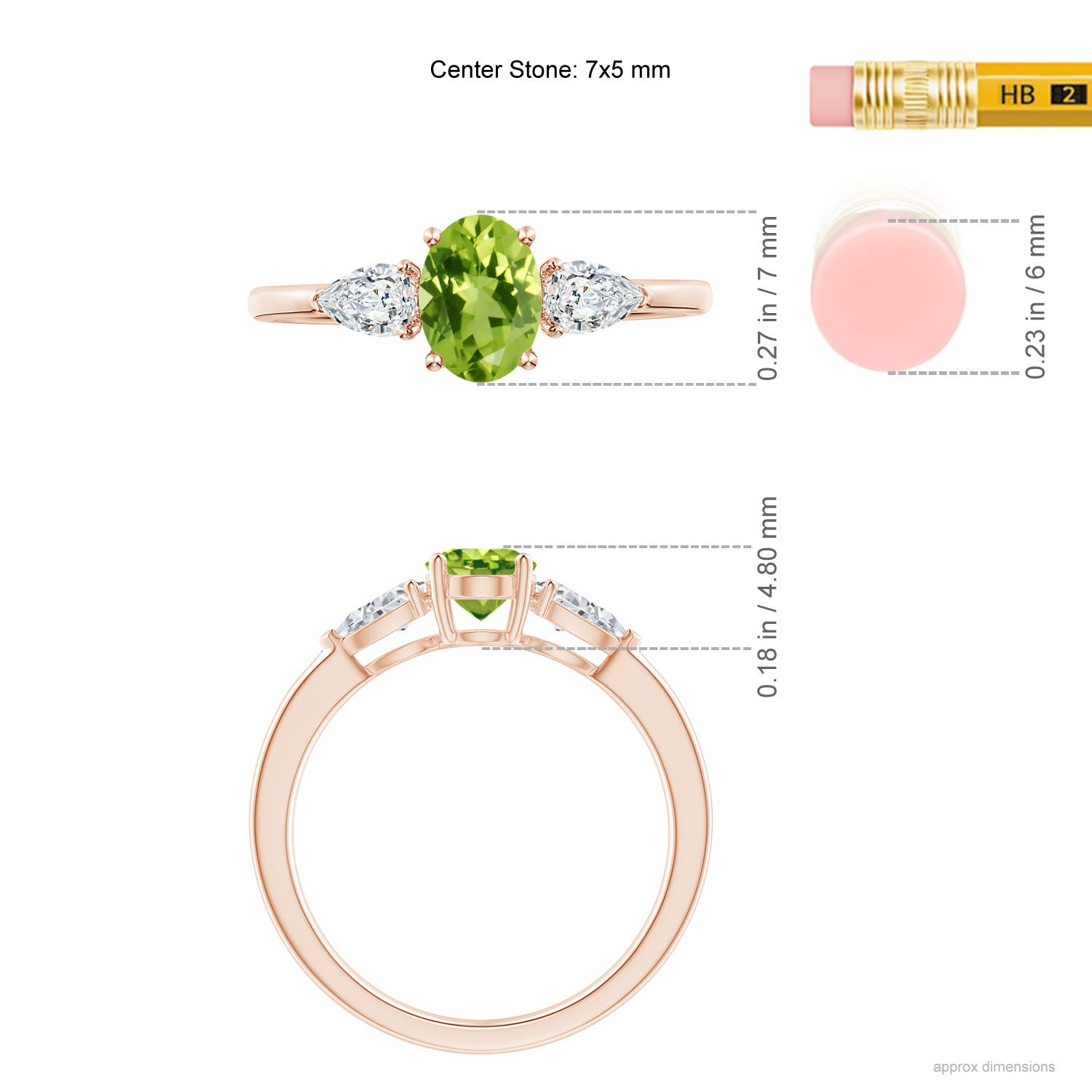 AAA - Peridot / 1.25 CT / 14 KT Rose Gold