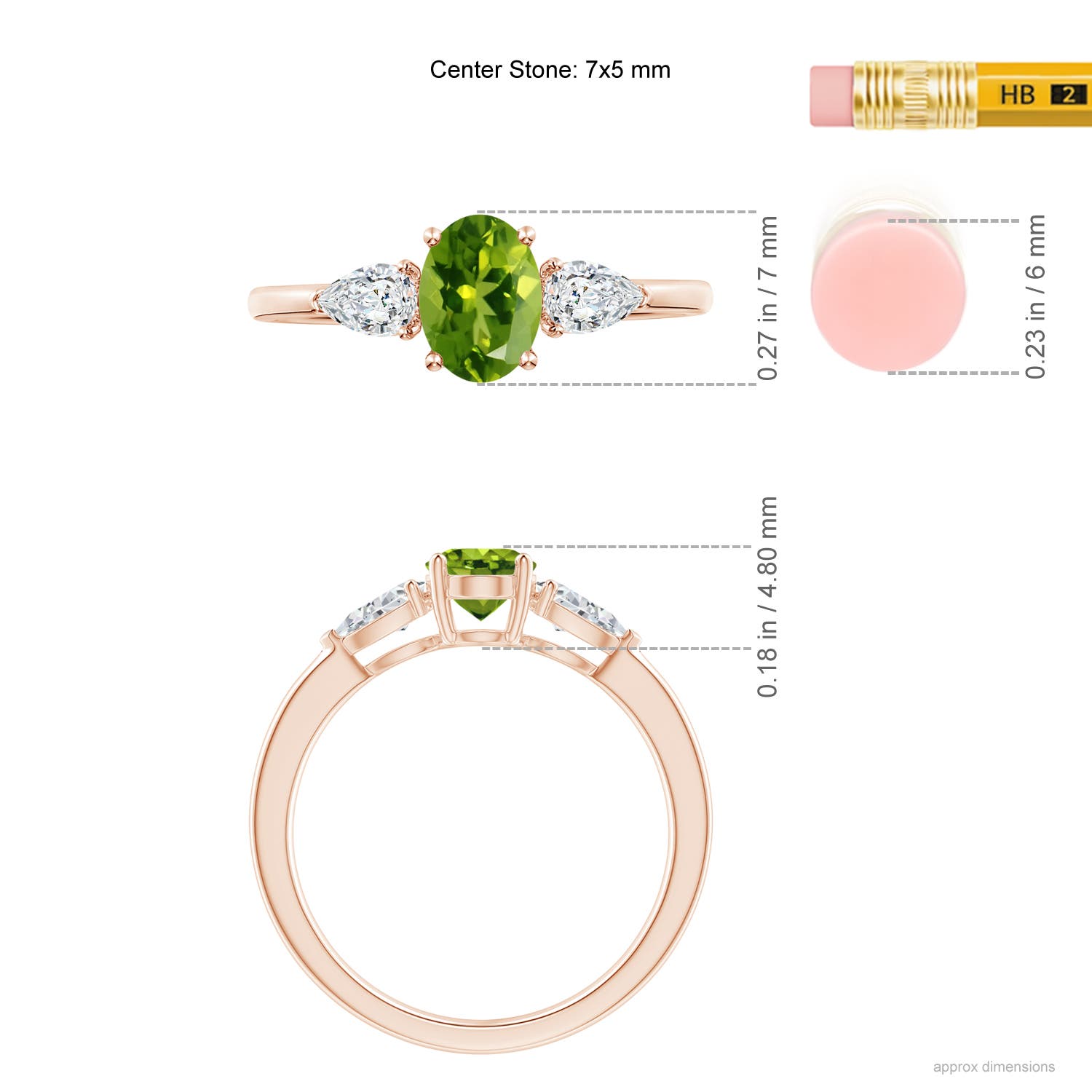 AAAA - Peridot / 1.25 CT / 14 KT Rose Gold