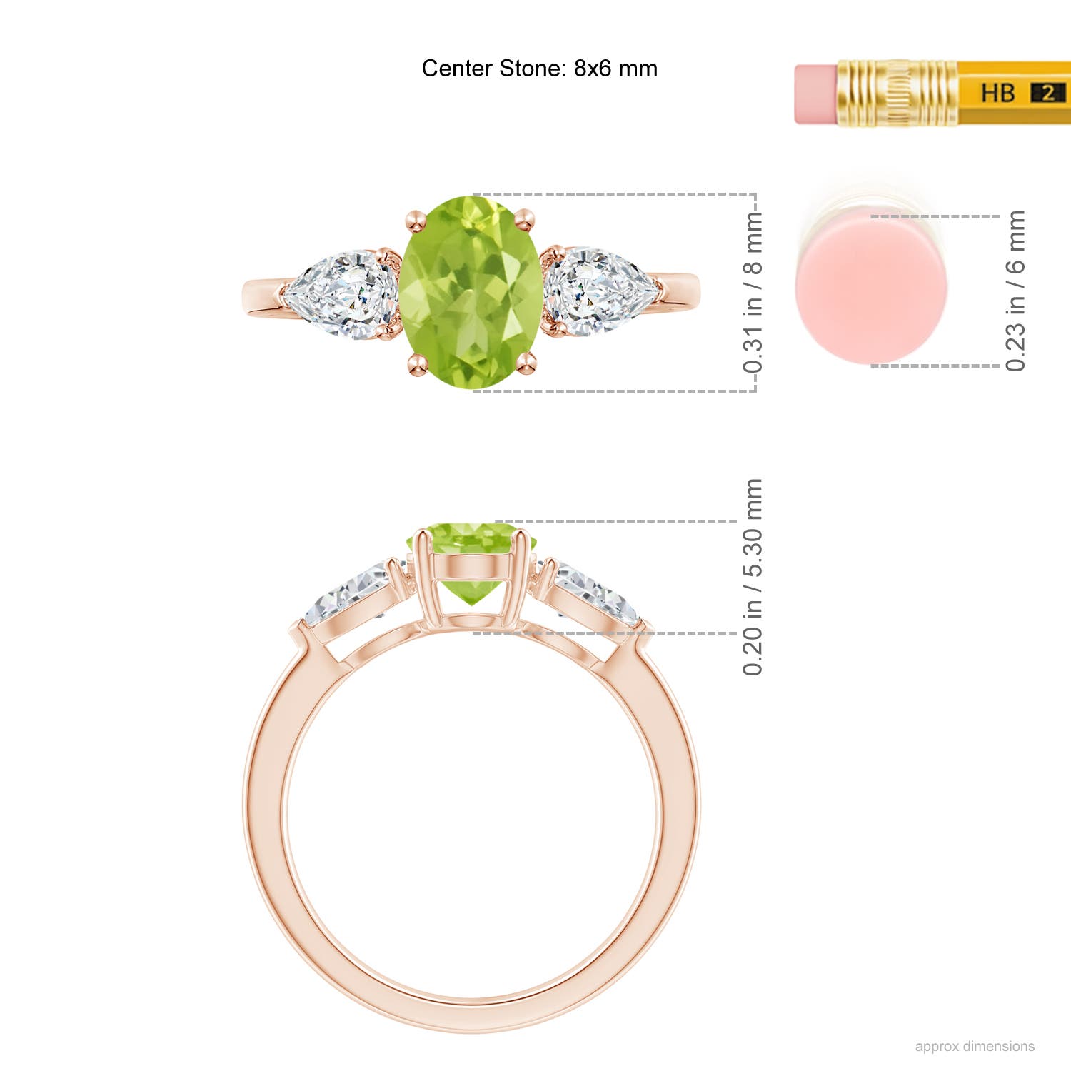 AA - Peridot / 2.15 CT / 14 KT Rose Gold