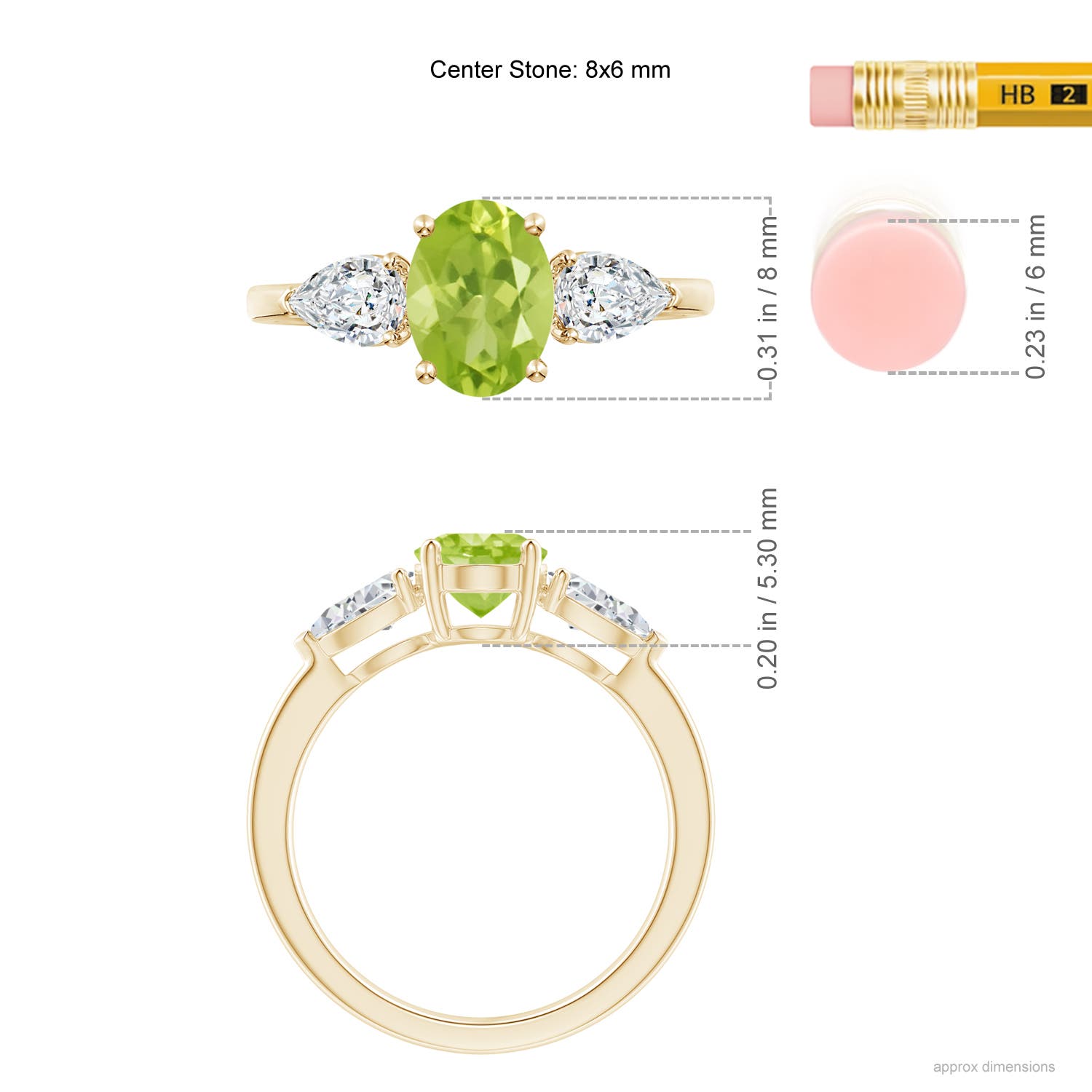 AA - Peridot / 2.15 CT / 14 KT Yellow Gold