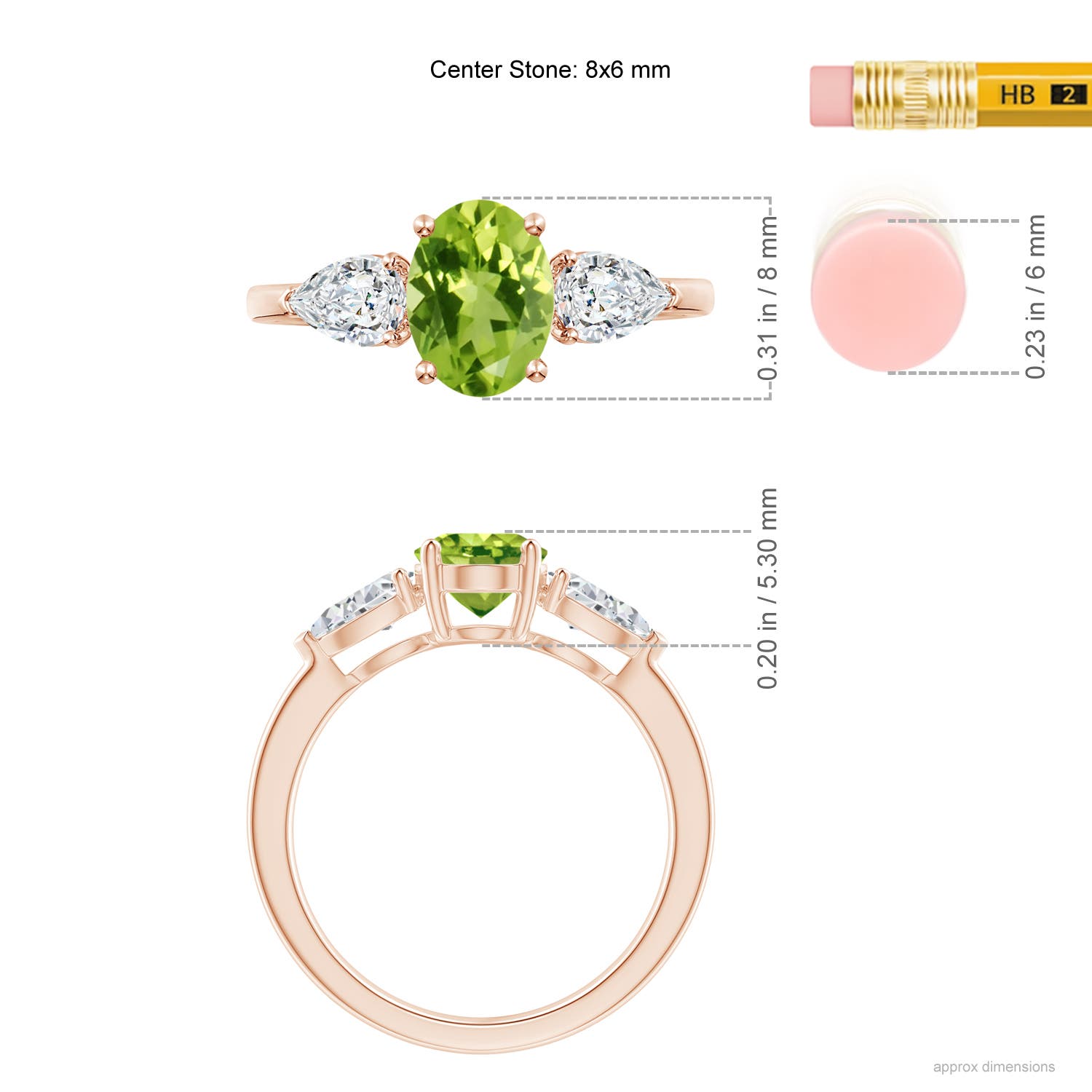 AAA - Peridot / 2.15 CT / 14 KT Rose Gold