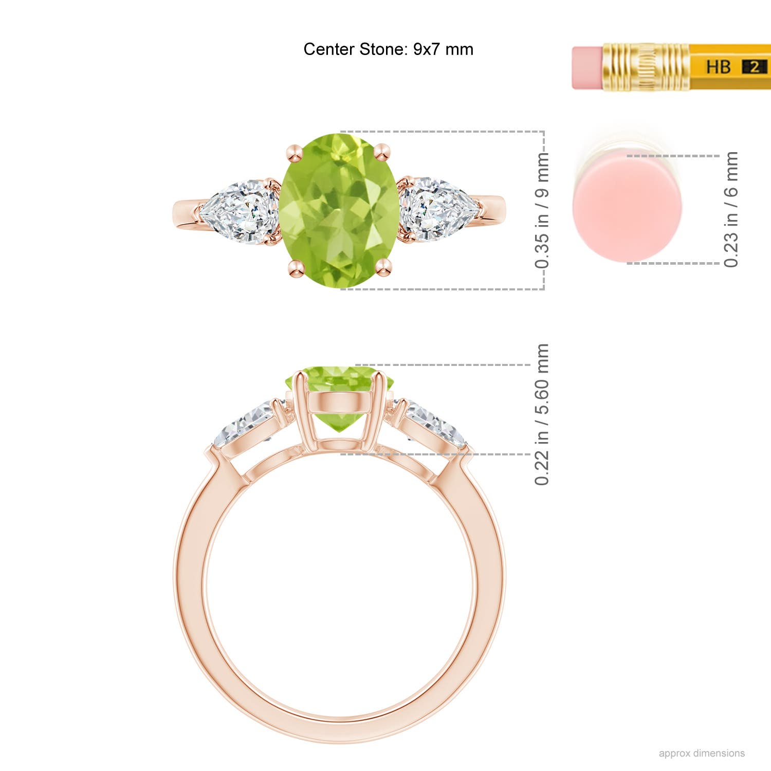 AA - Peridot / 2.7 CT / 14 KT Rose Gold