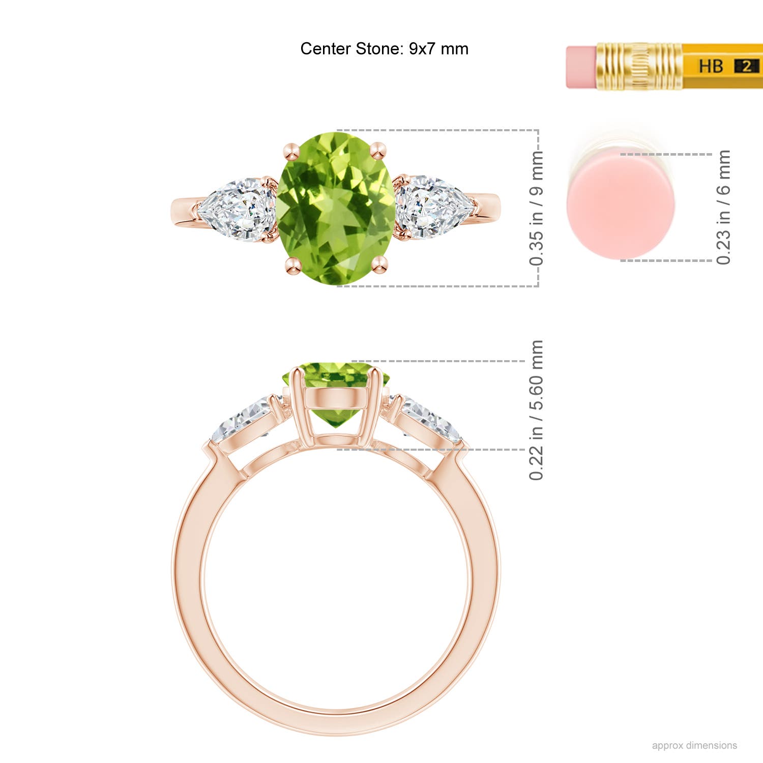 AAA - Peridot / 2.7 CT / 14 KT Rose Gold