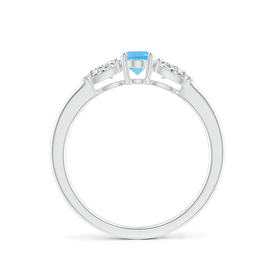 6x4mm AA Oval Swiss Blue Topaz Three Stone Ring with Pear Diamonds in White Gold side-1