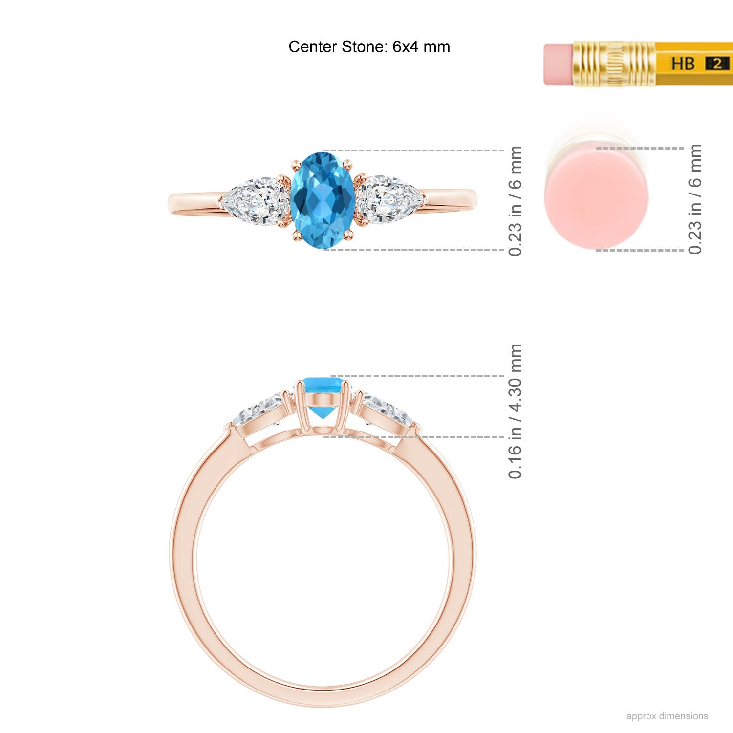 AAA - Swiss Blue Topaz / 0.94 CT / 14 KT Rose Gold