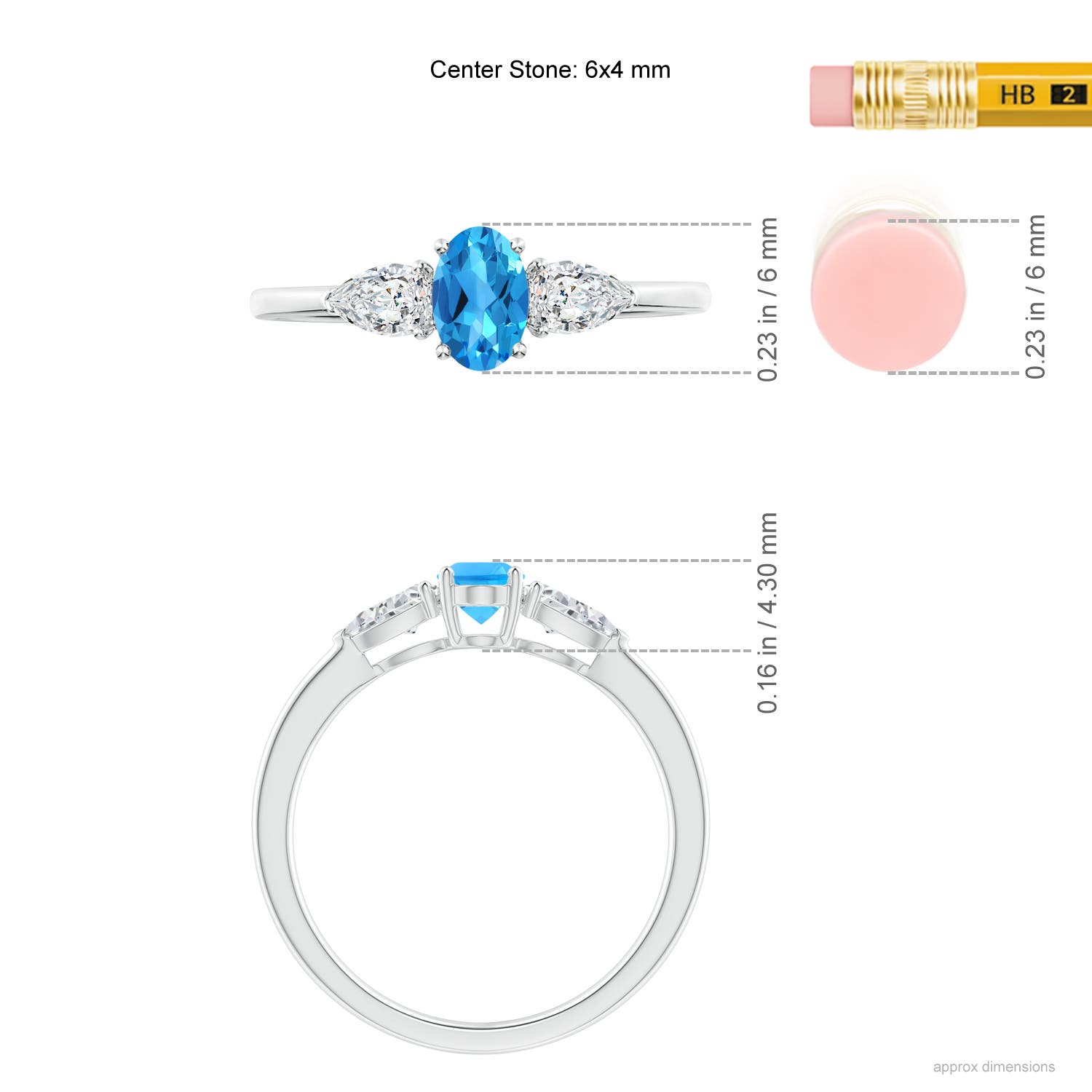 AAAA - Swiss Blue Topaz / 0.94 CT / 14 KT White Gold