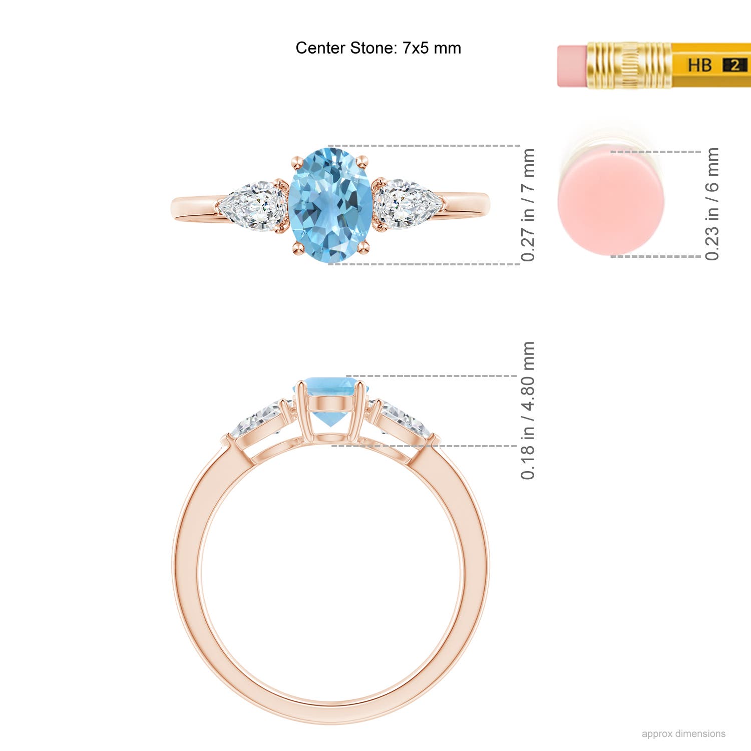 A - Swiss Blue Topaz / 1.35 CT / 14 KT Rose Gold