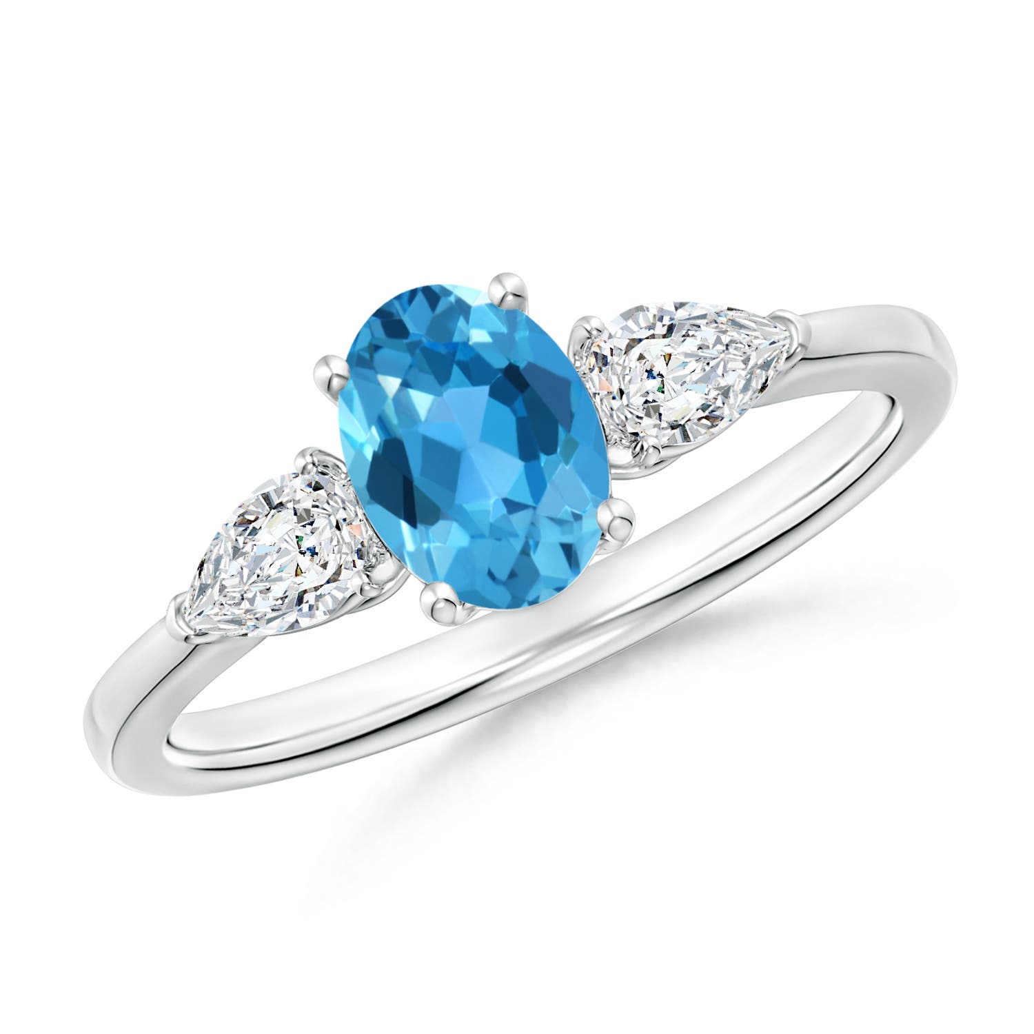 AAA - Swiss Blue Topaz / 1.35 CT / 14 KT White Gold