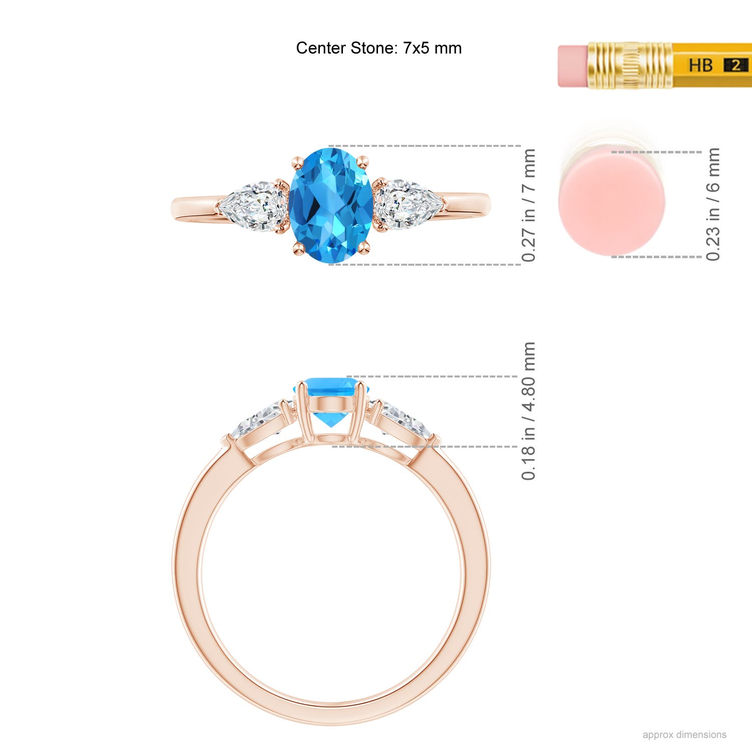 AAAA - Swiss Blue Topaz / 1.35 CT / 14 KT Rose Gold