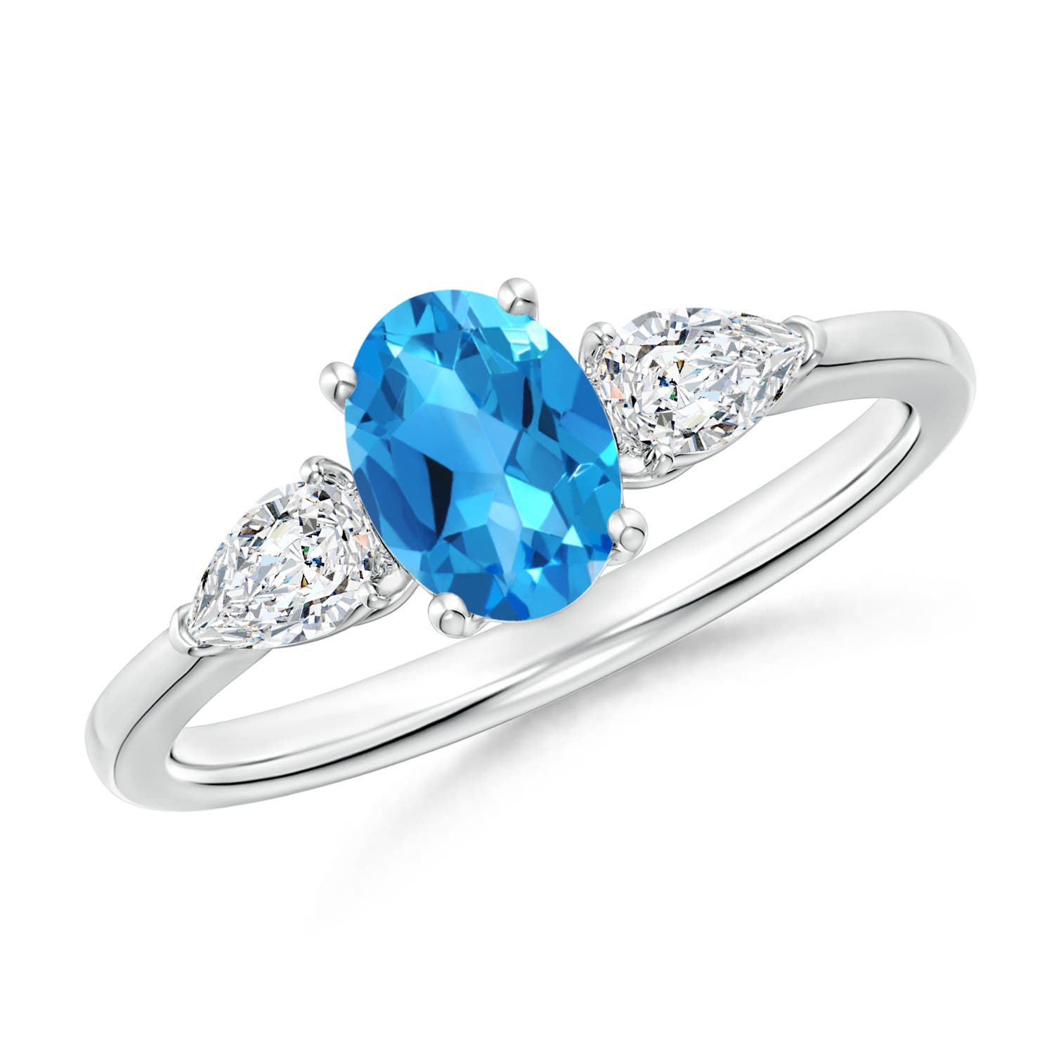 AAAA - Swiss Blue Topaz / 1.35 CT / 14 KT White Gold