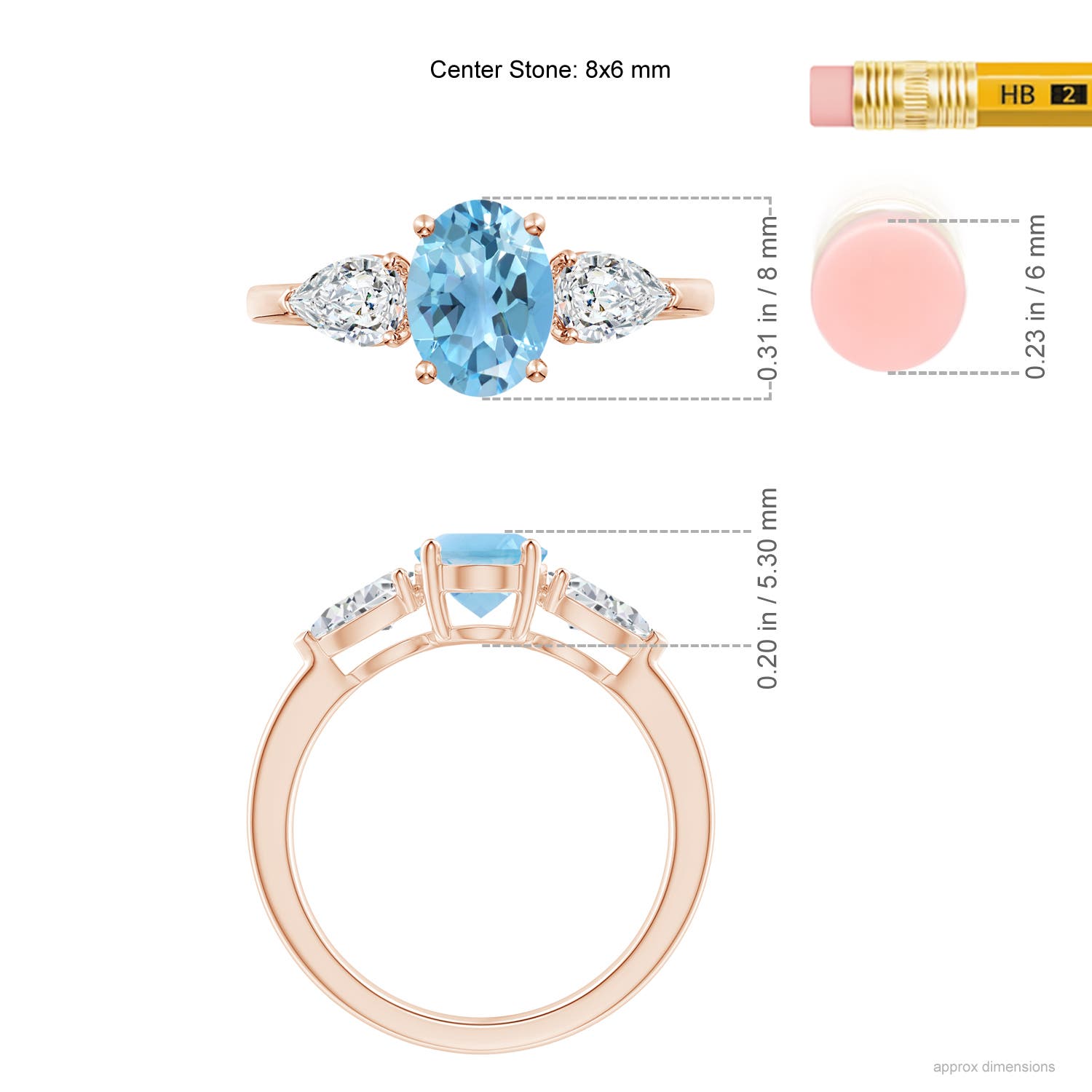 A - Swiss Blue Topaz / 2.3 CT / 14 KT Rose Gold