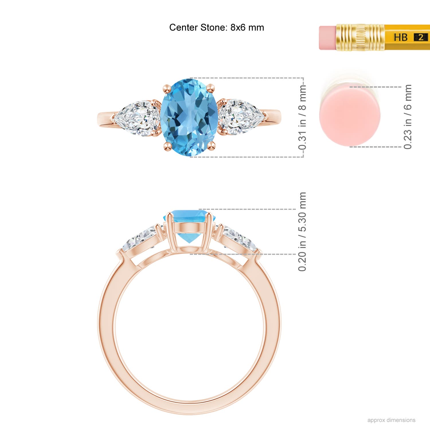 AA - Swiss Blue Topaz / 2.3 CT / 14 KT Rose Gold