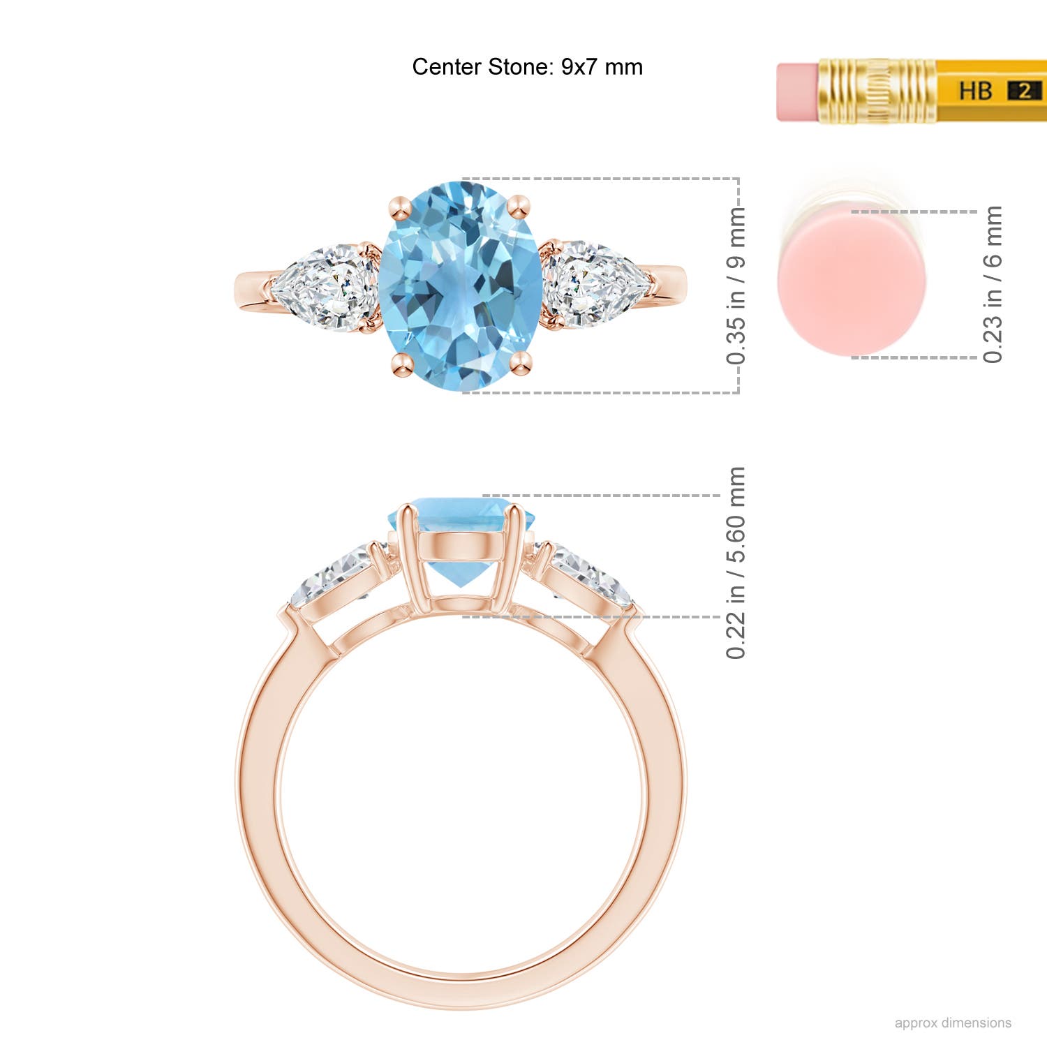 A - Swiss Blue Topaz / 3.05 CT / 14 KT Rose Gold