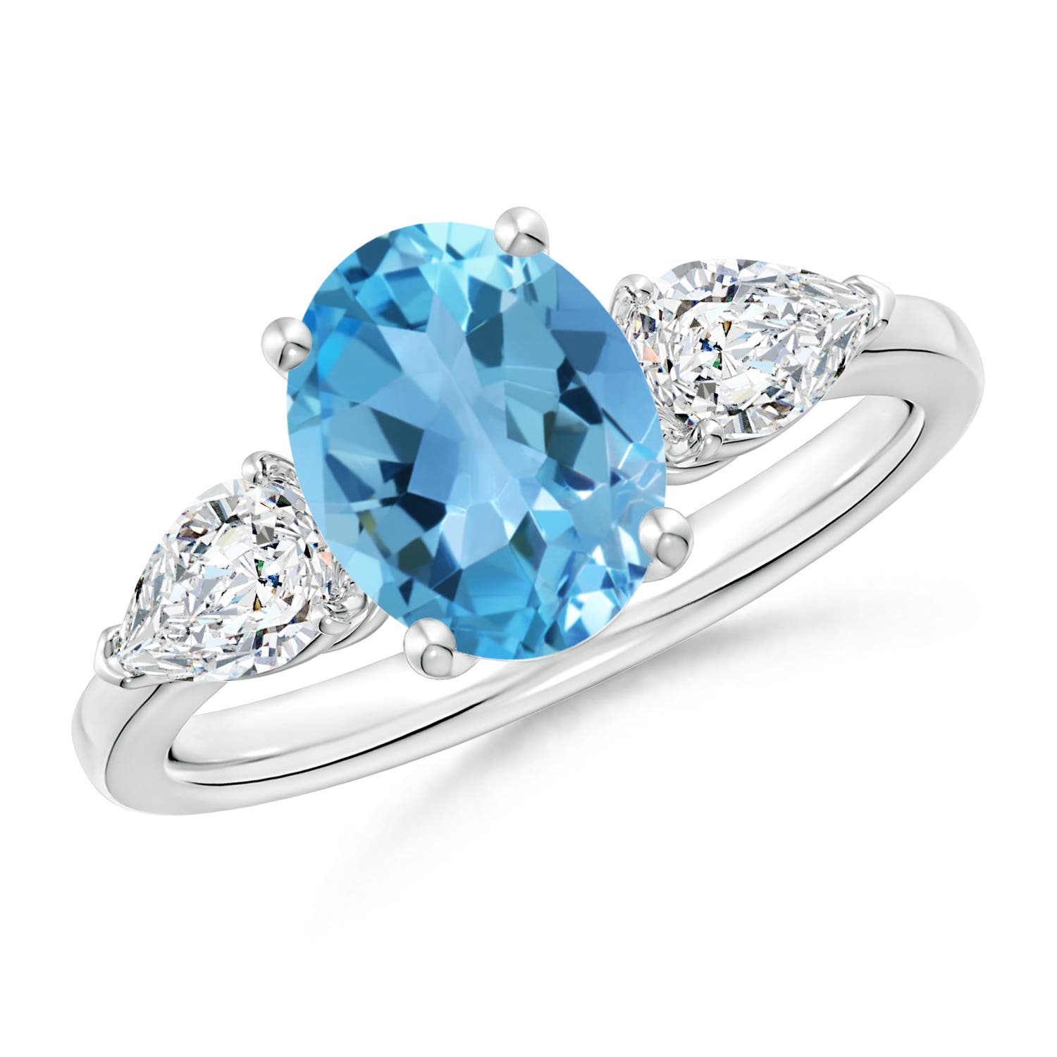 AA - Swiss Blue Topaz / 3.05 CT / 14 KT White Gold