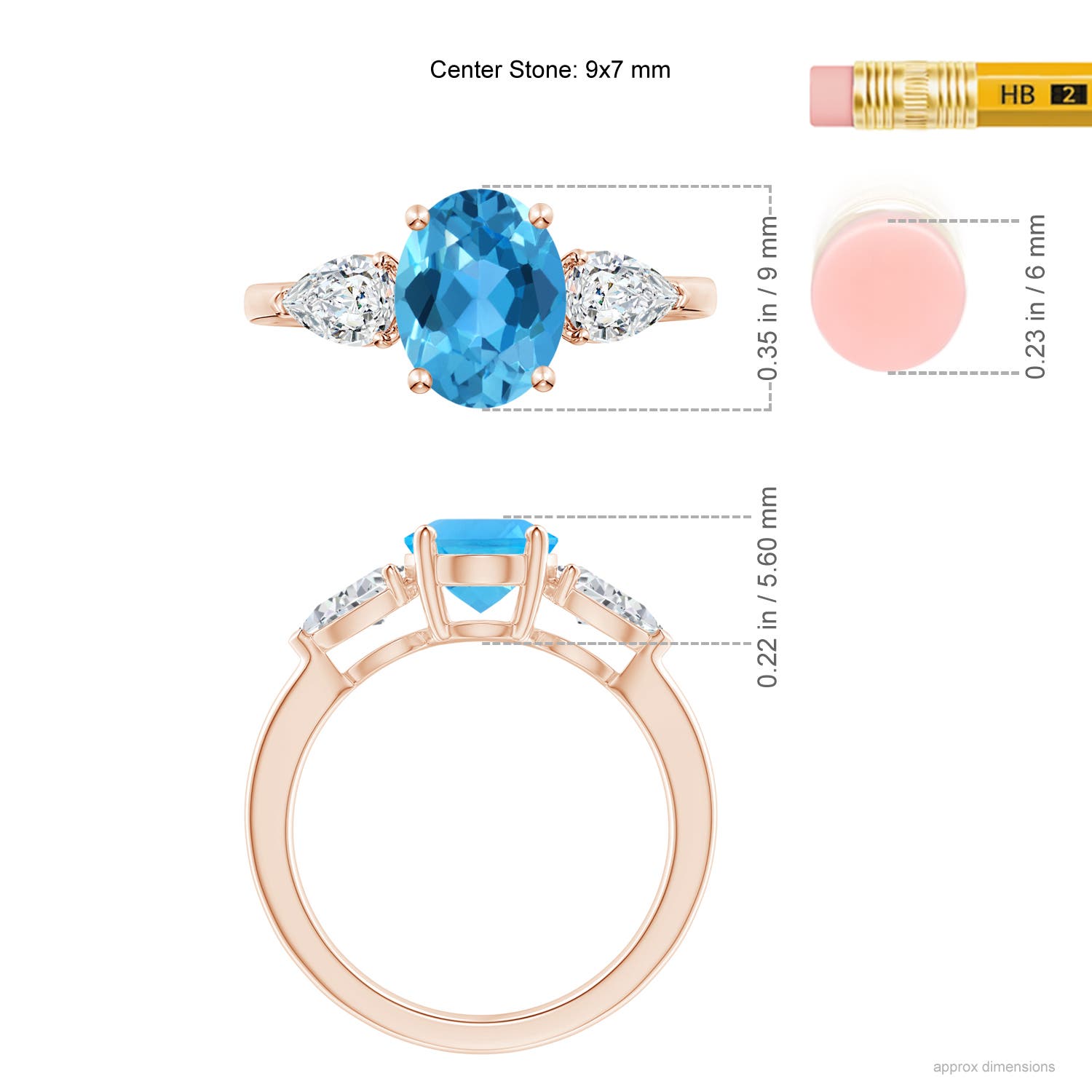 AAA - Swiss Blue Topaz / 3.05 CT / 14 KT Rose Gold