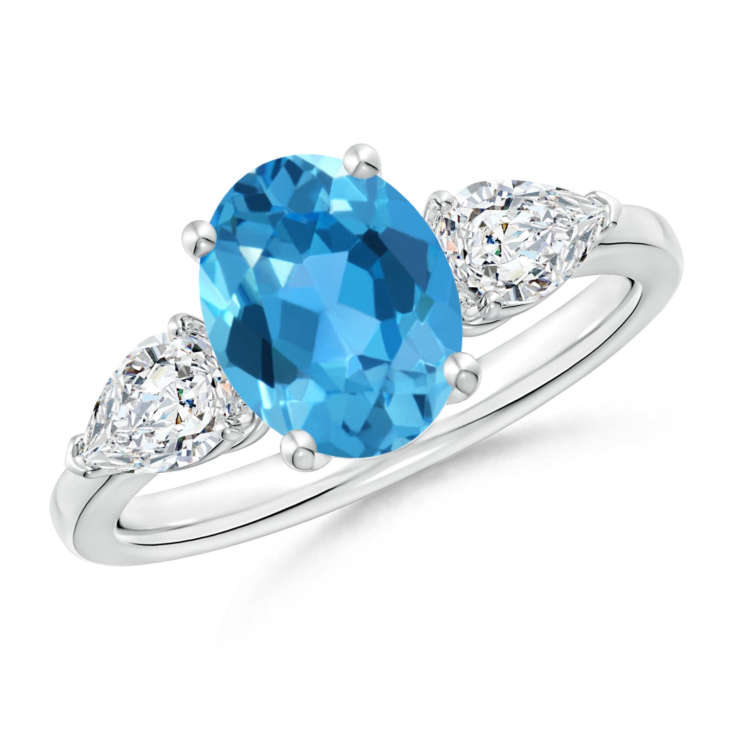 AAA - Swiss Blue Topaz / 3.05 CT / 14 KT White Gold