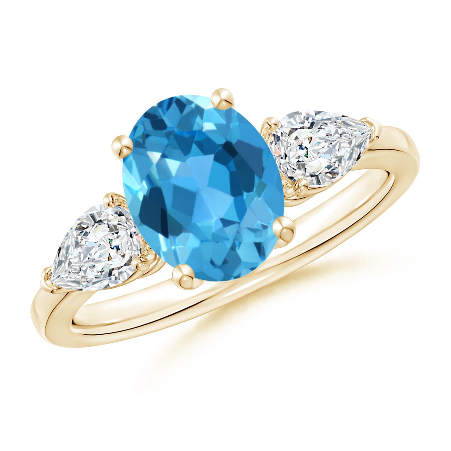 AAA - Swiss Blue Topaz / 3.05 CT / 14 KT Yellow Gold