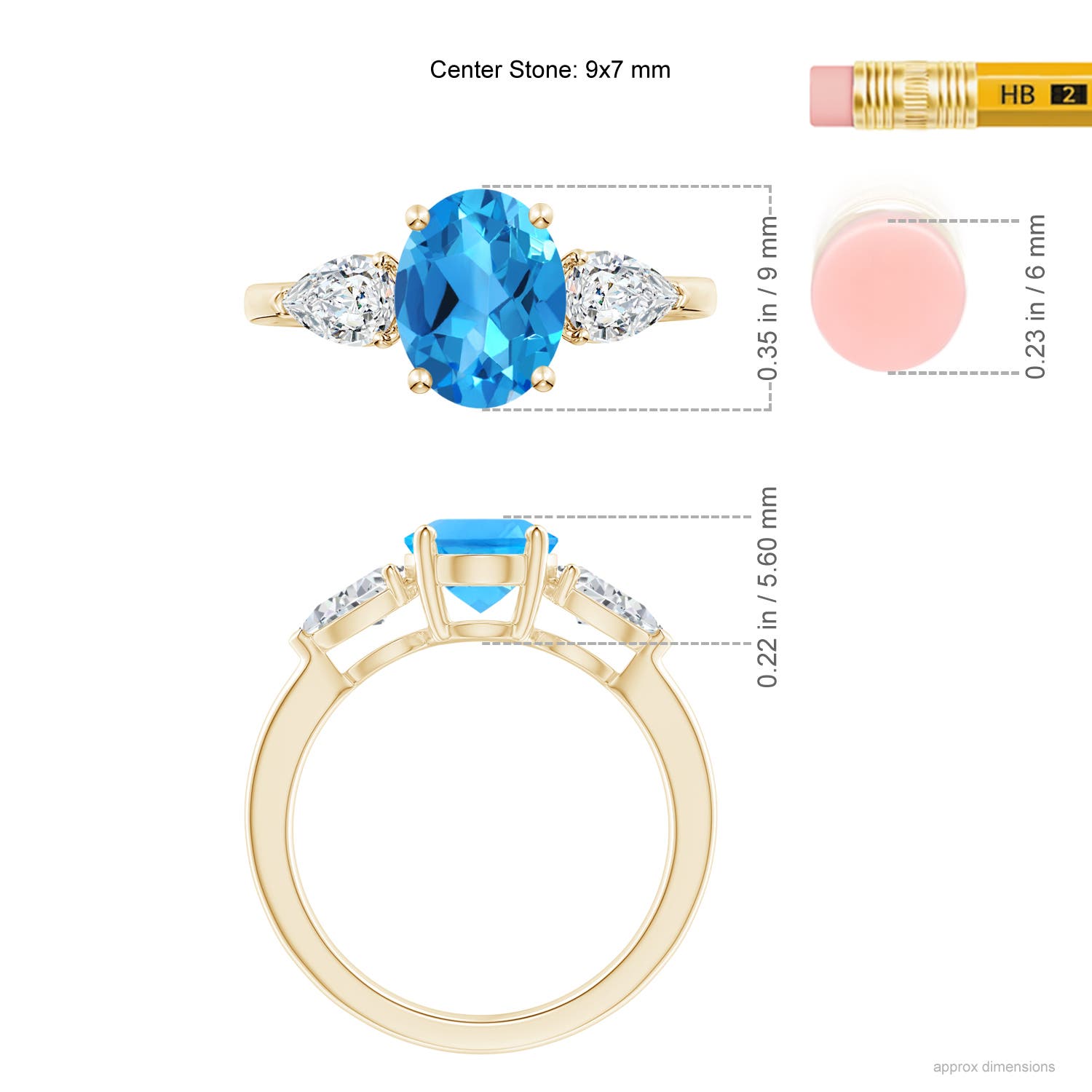 AAAA - Swiss Blue Topaz / 3.05 CT / 14 KT Yellow Gold