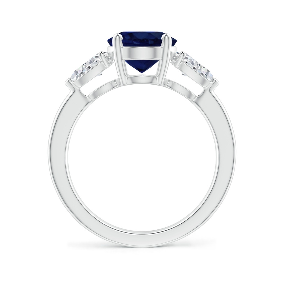 10x8mm A Oval Blue Sapphire Three Stone Ring with Pear Diamonds in P950 Platinum side-1