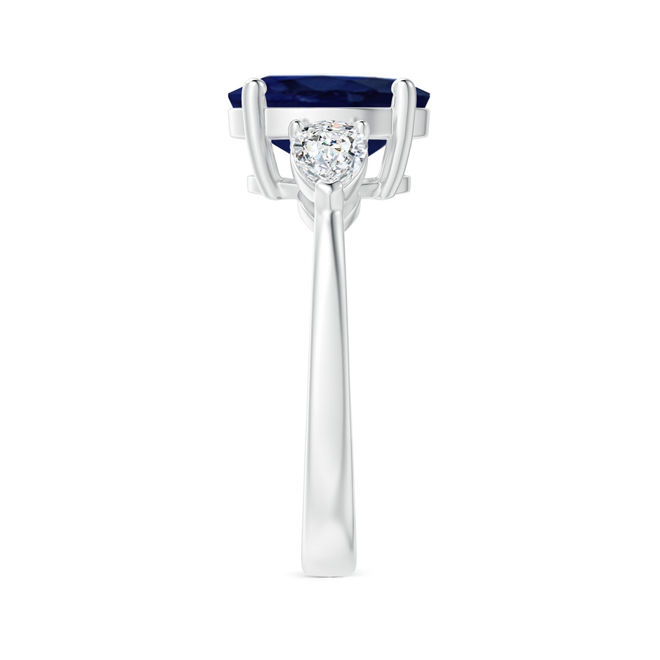 10x8mm A Oval Blue Sapphire Three Stone Ring with Pear Diamonds in P950 Platinum side-2