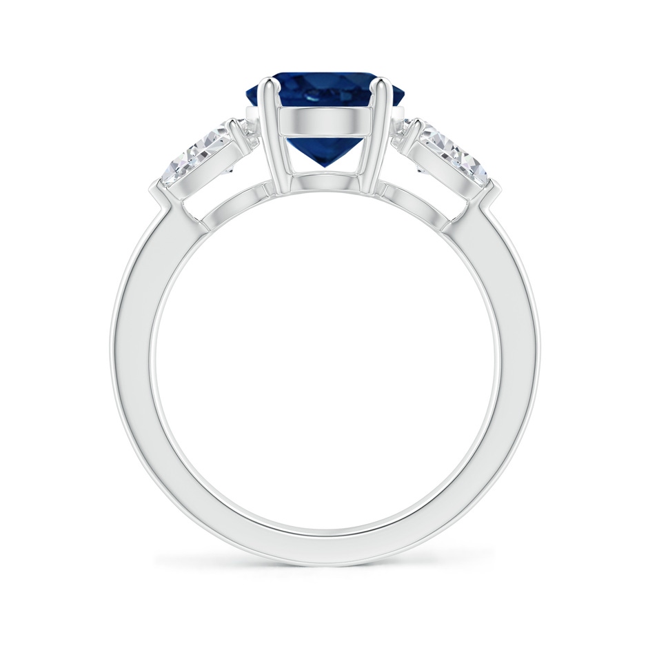 10x8mm AA Oval Blue Sapphire Three Stone Ring with Pear Diamonds in P950 Platinum side-1