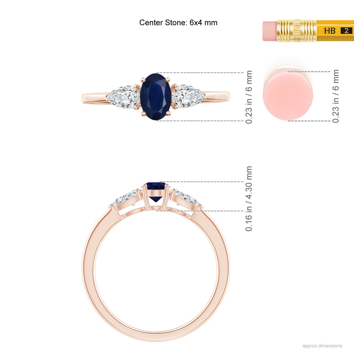 A - Blue Sapphire / 1 CT / 14 KT Rose Gold