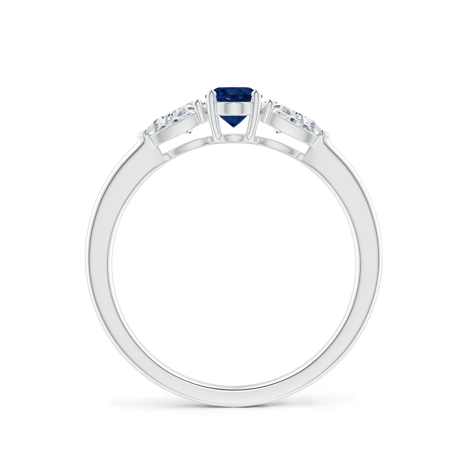 6x4mm AA Oval Blue Sapphire Three Stone Ring with Pear Diamonds in White Gold side-1