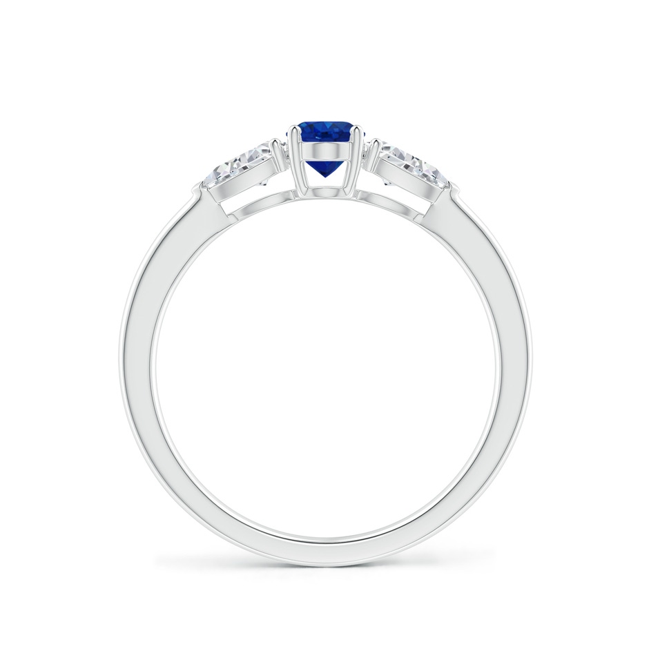 6x4mm AAA Oval Blue Sapphire Three Stone Ring with Pear Diamonds in P950 Platinum side-1