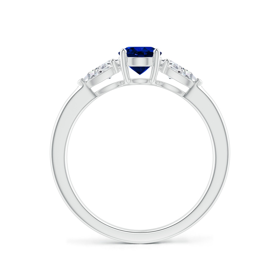 7x5mm AAAA Oval Blue Sapphire Three Stone Ring with Pear Diamonds in P950 Platinum side-1