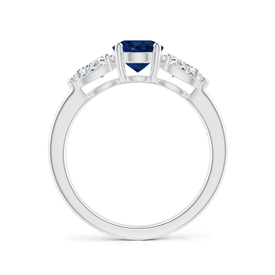 8x6mm AA Oval Blue Sapphire Three Stone Ring with Pear Diamonds in P950 Platinum side-1